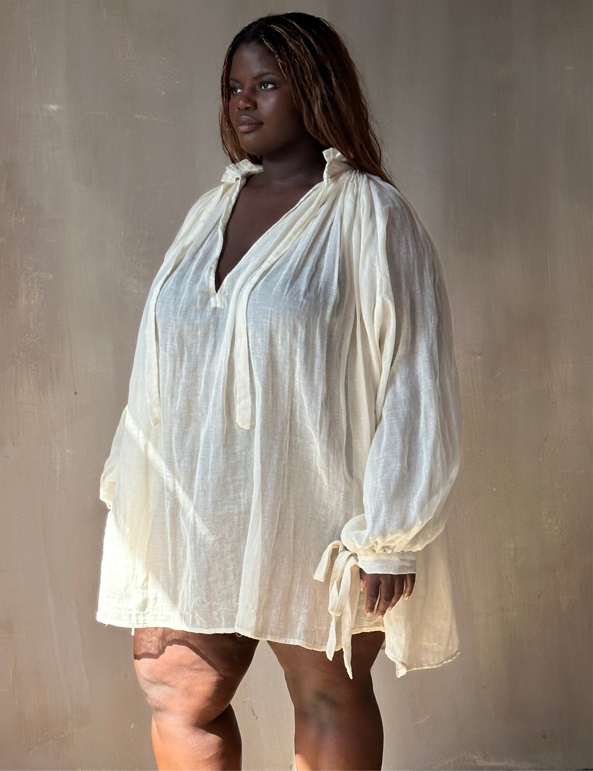 FW25: Baudelaire Chemise in Ivory Cotton Cheesecloth (Pre-Order)