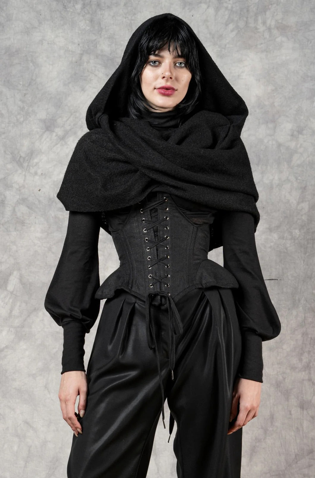 FW25: Mythic Cowl in Black Boiled Wool