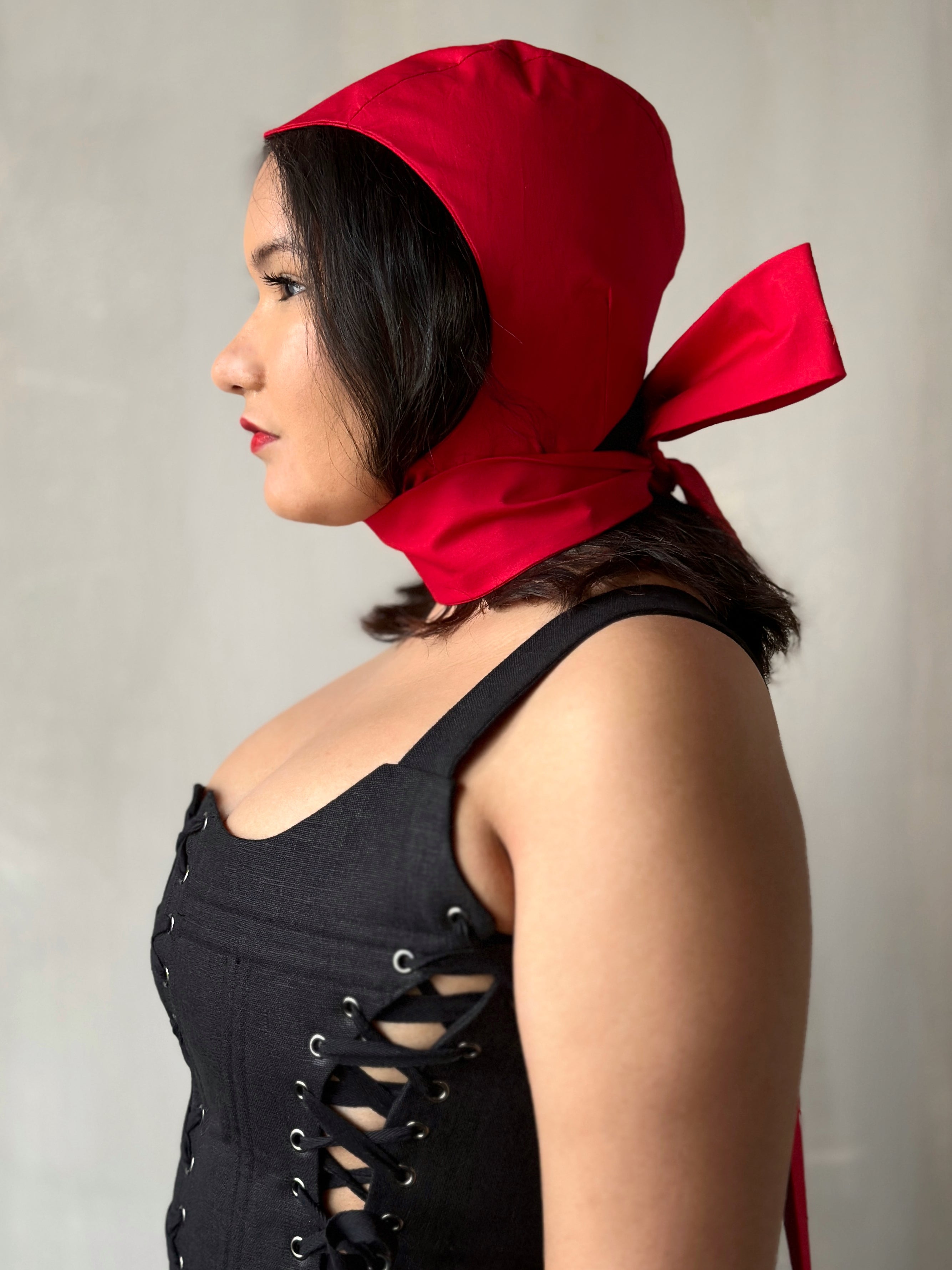 Sample Sale: Triple-Laced Corset in Black Linen (Size II)
