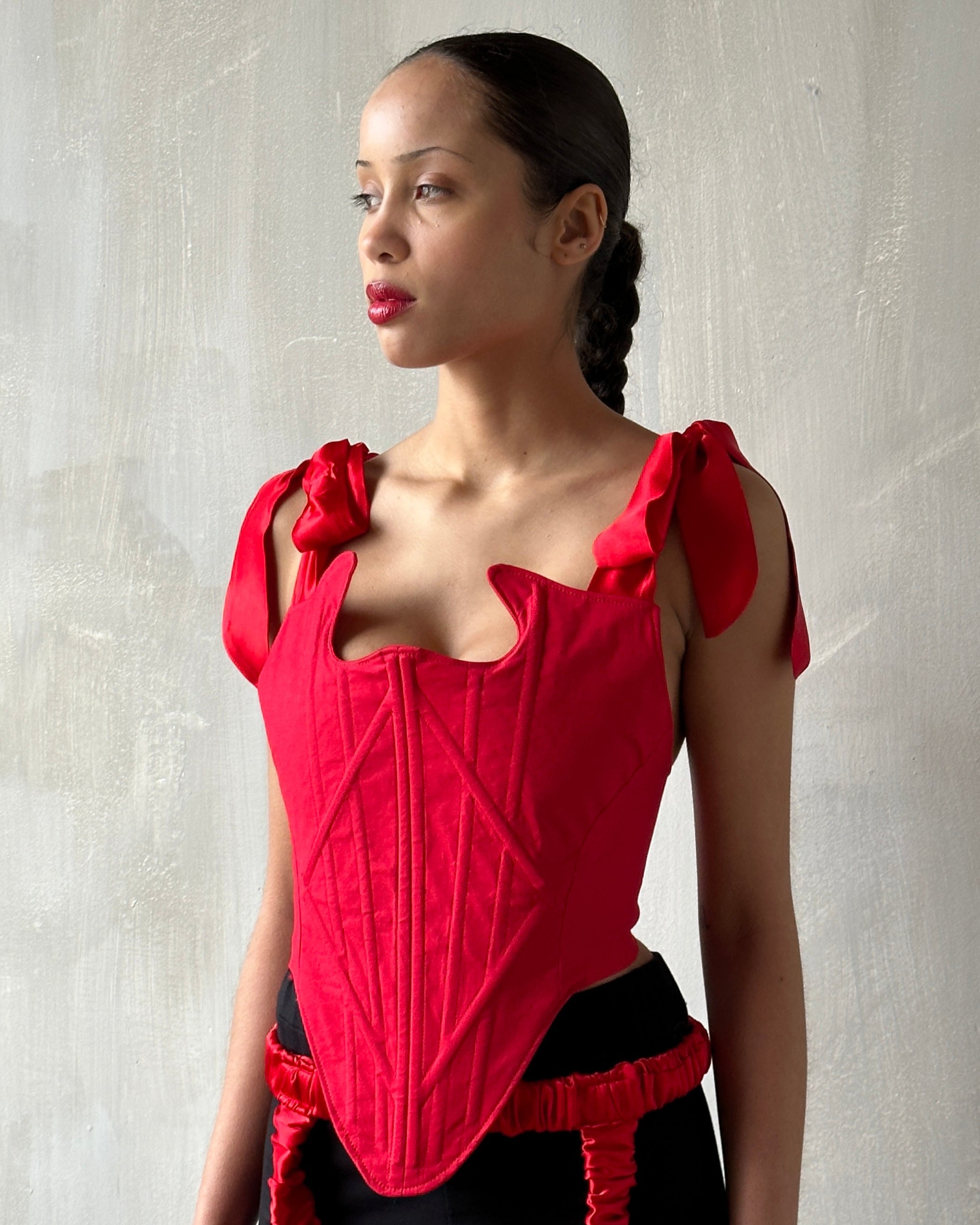 Diamond Demon Stays in Red Cotton Sateen