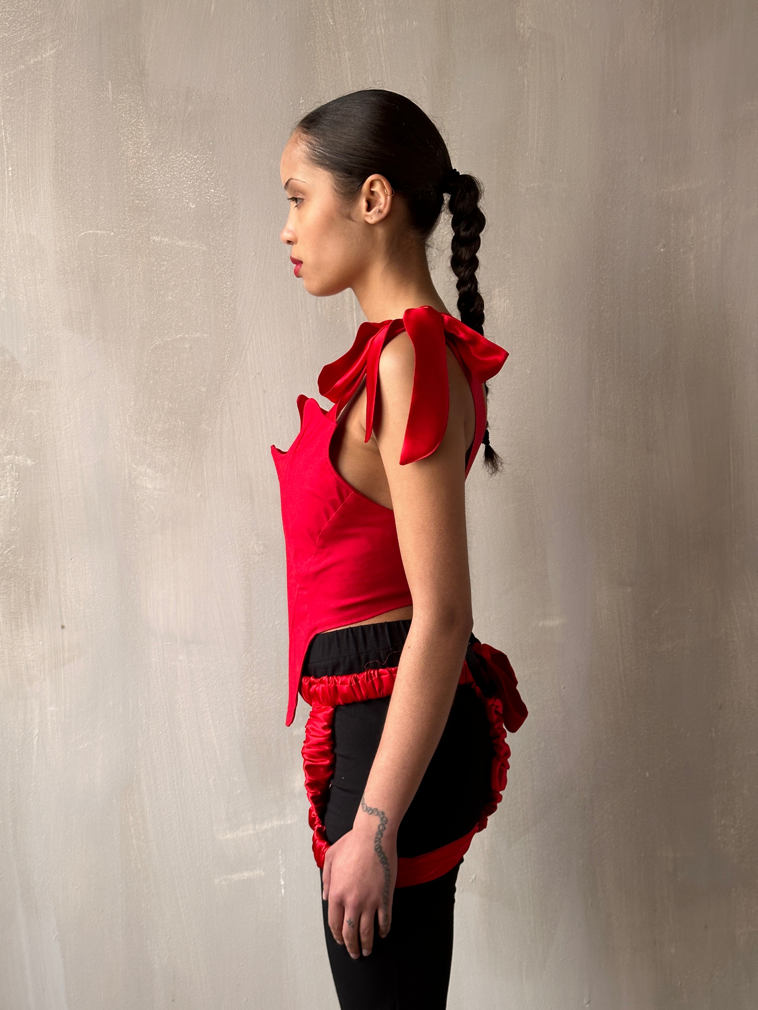 Sample Sale: Diamond Demon Stays in Red Cotton Sateen (30" Waist)