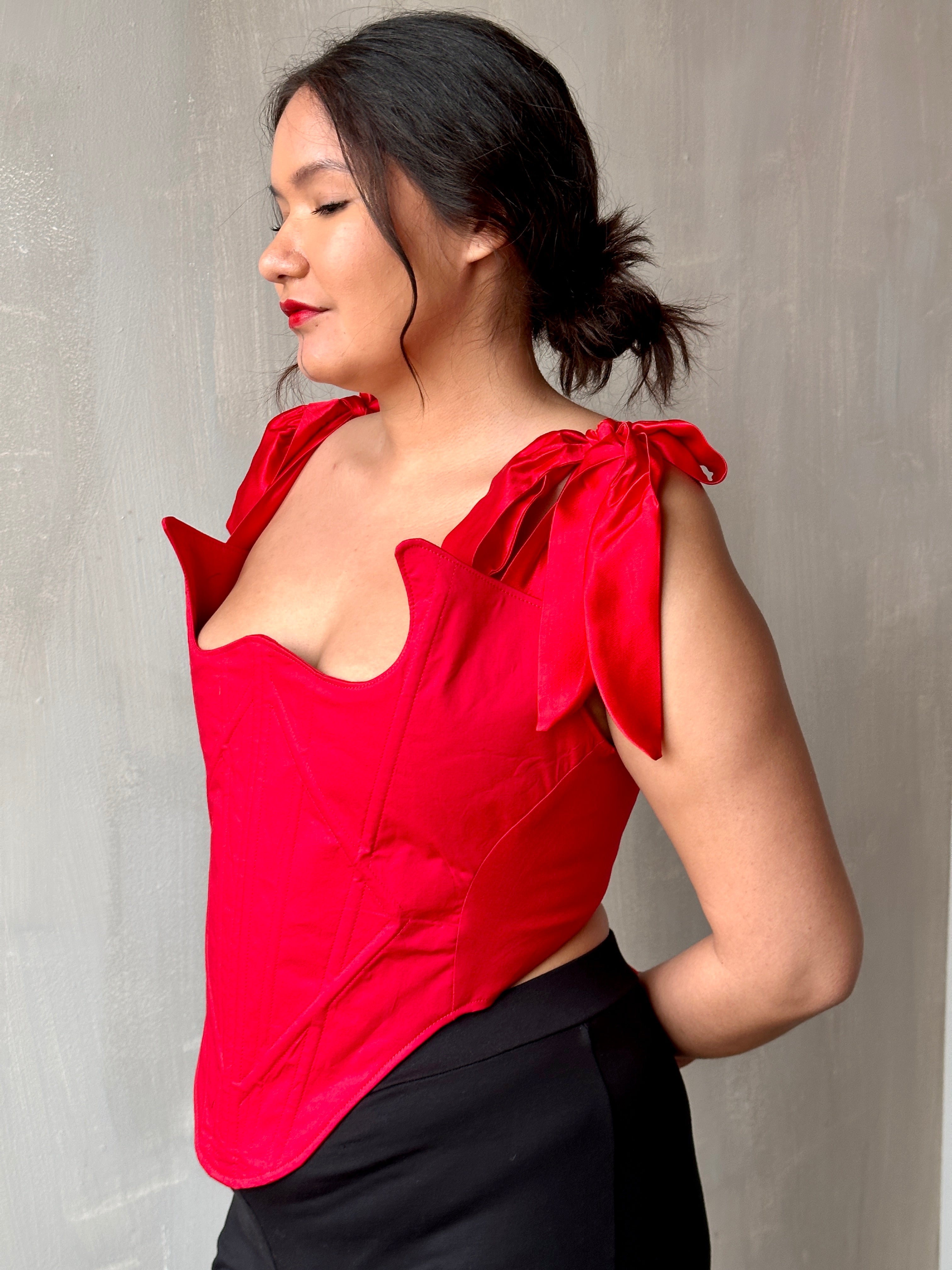 Diamond Demon Stays in Red Cotton Sateen