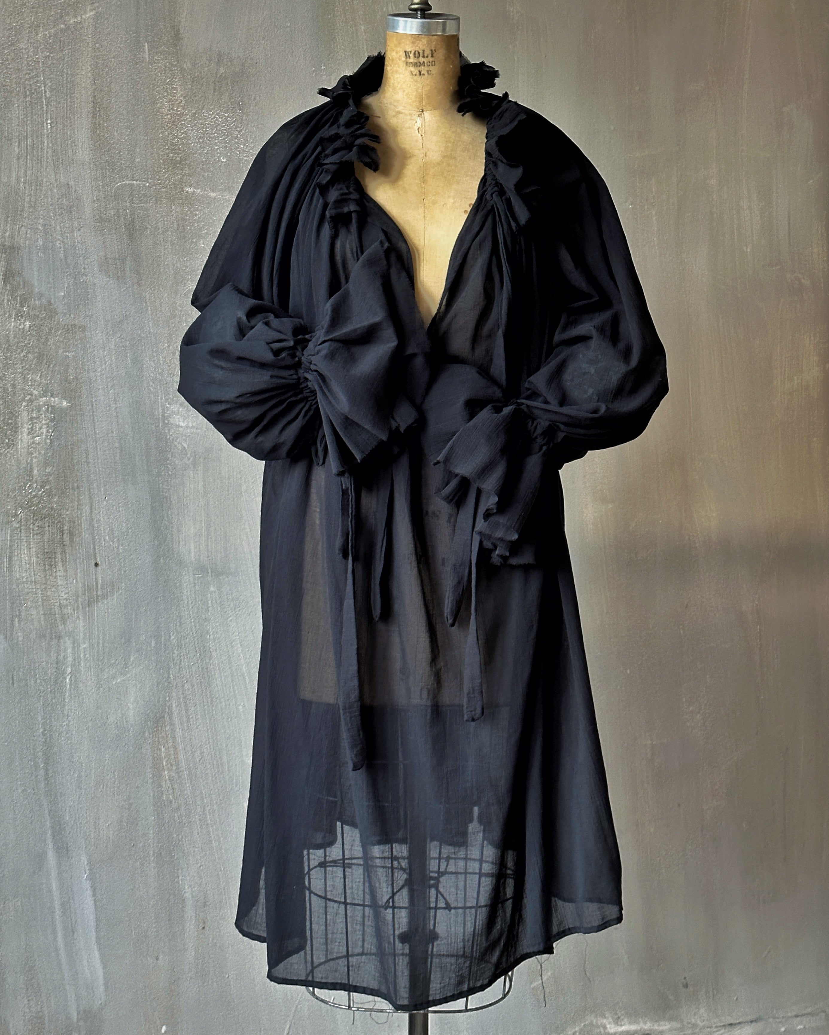 Maxi Alchemist Chemise in Black Cotton Gauze