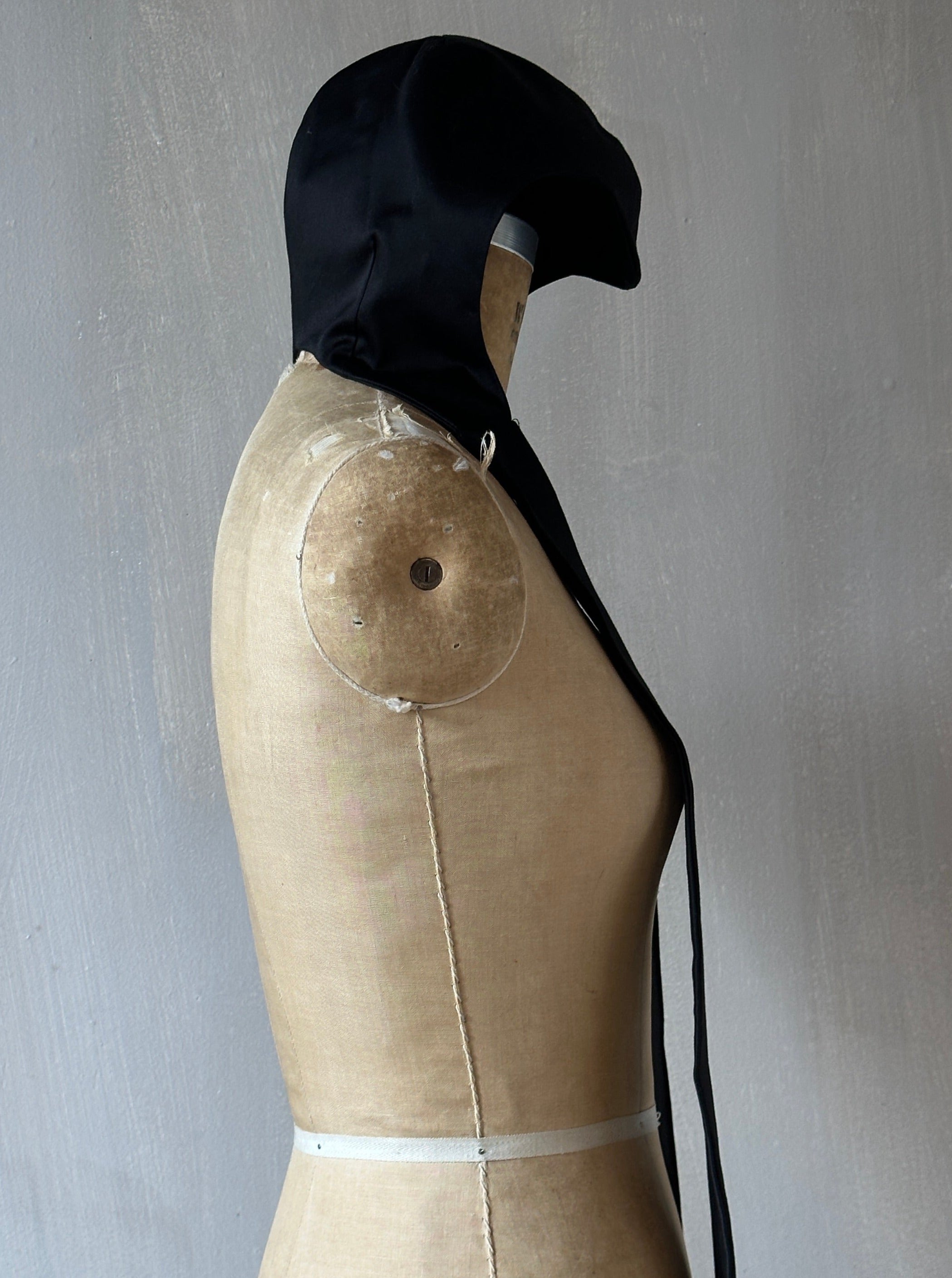 Sample Sale: Black Aviator Cap with Ties (One Size)