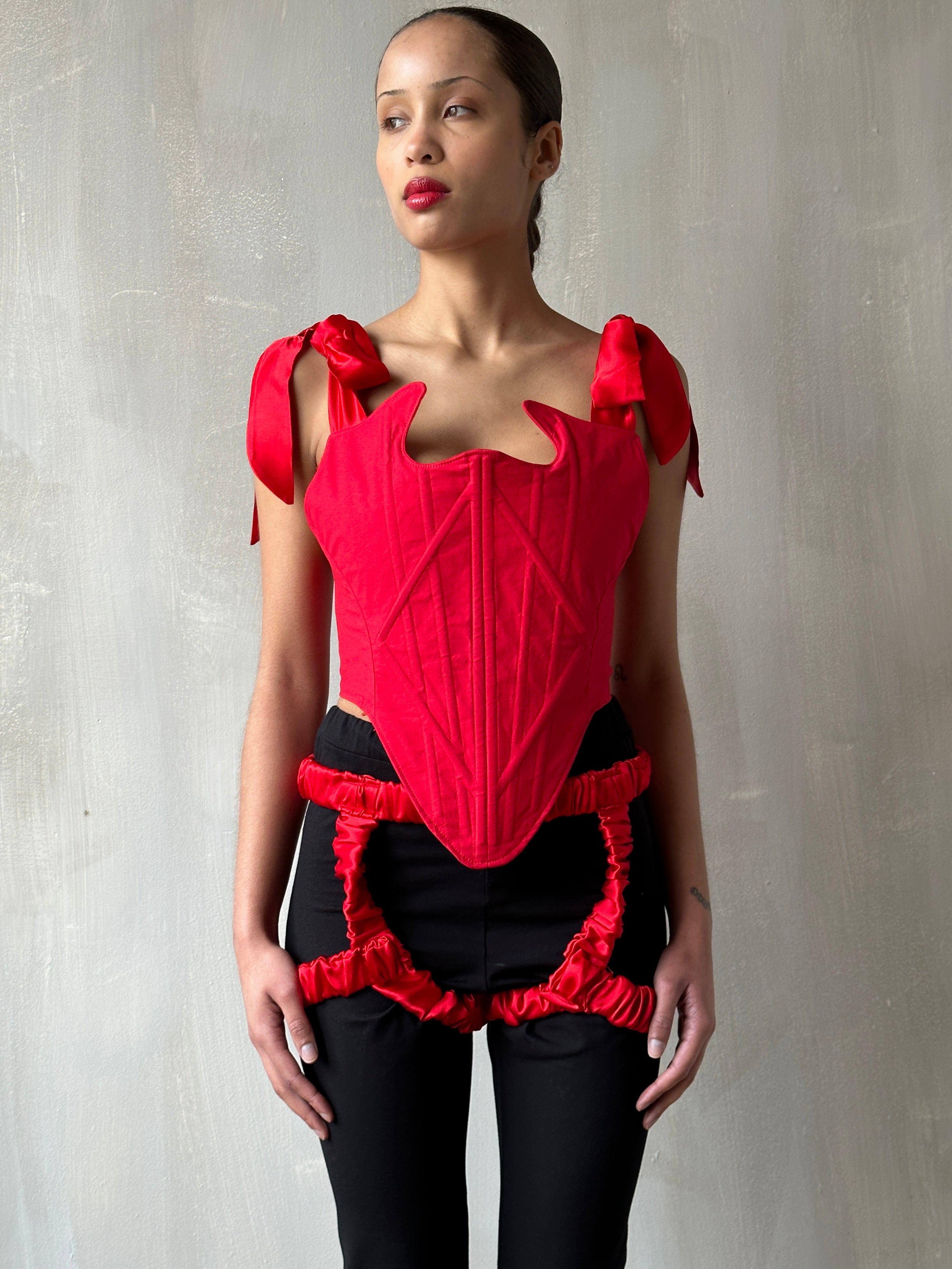 Sample Sale: Diamond Demon Stays in Red Cotton Sateen (30" Waist)