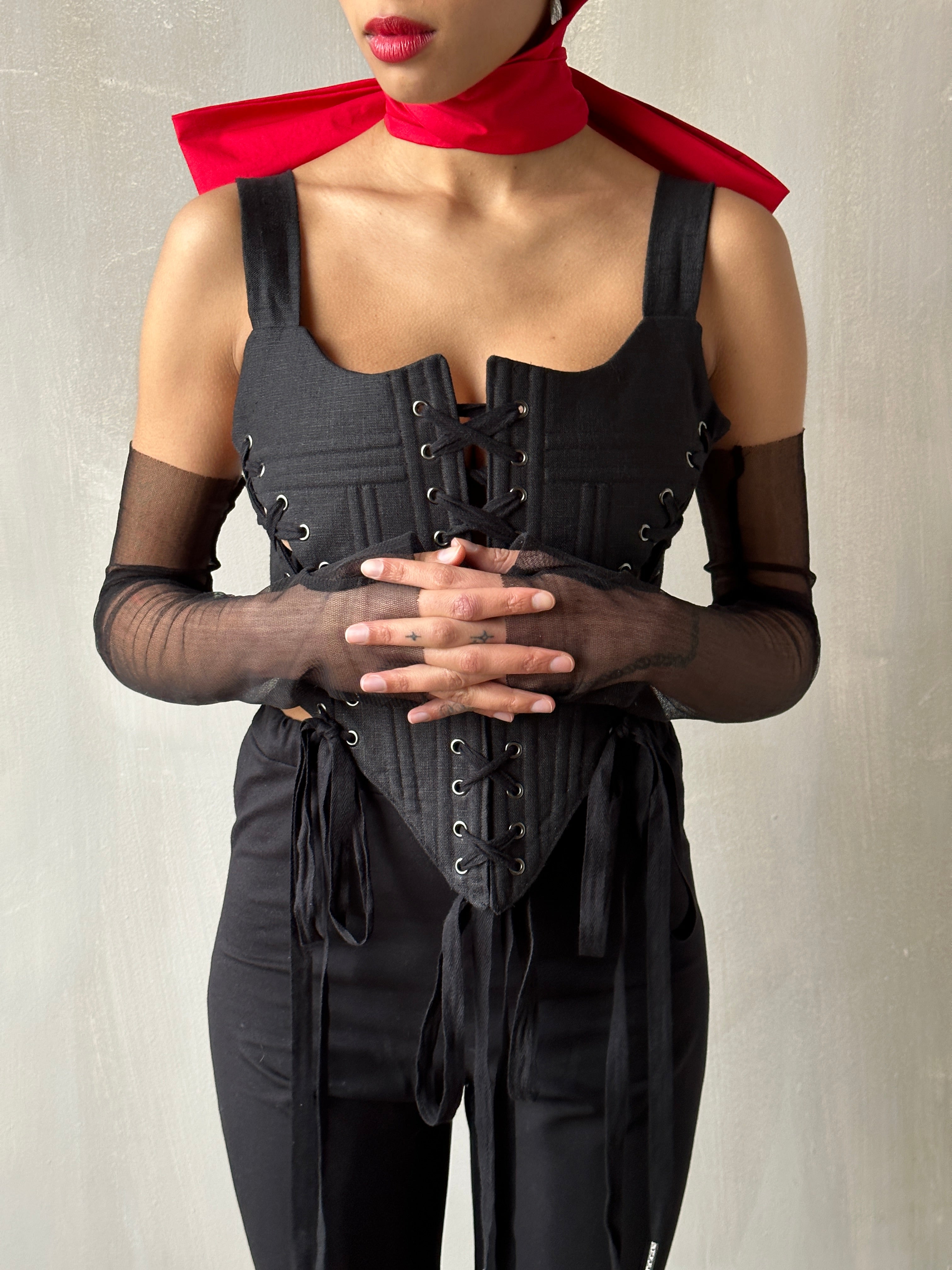 FW'24: Silk Fingerless Opera Gloves in Black (Pre-Order)