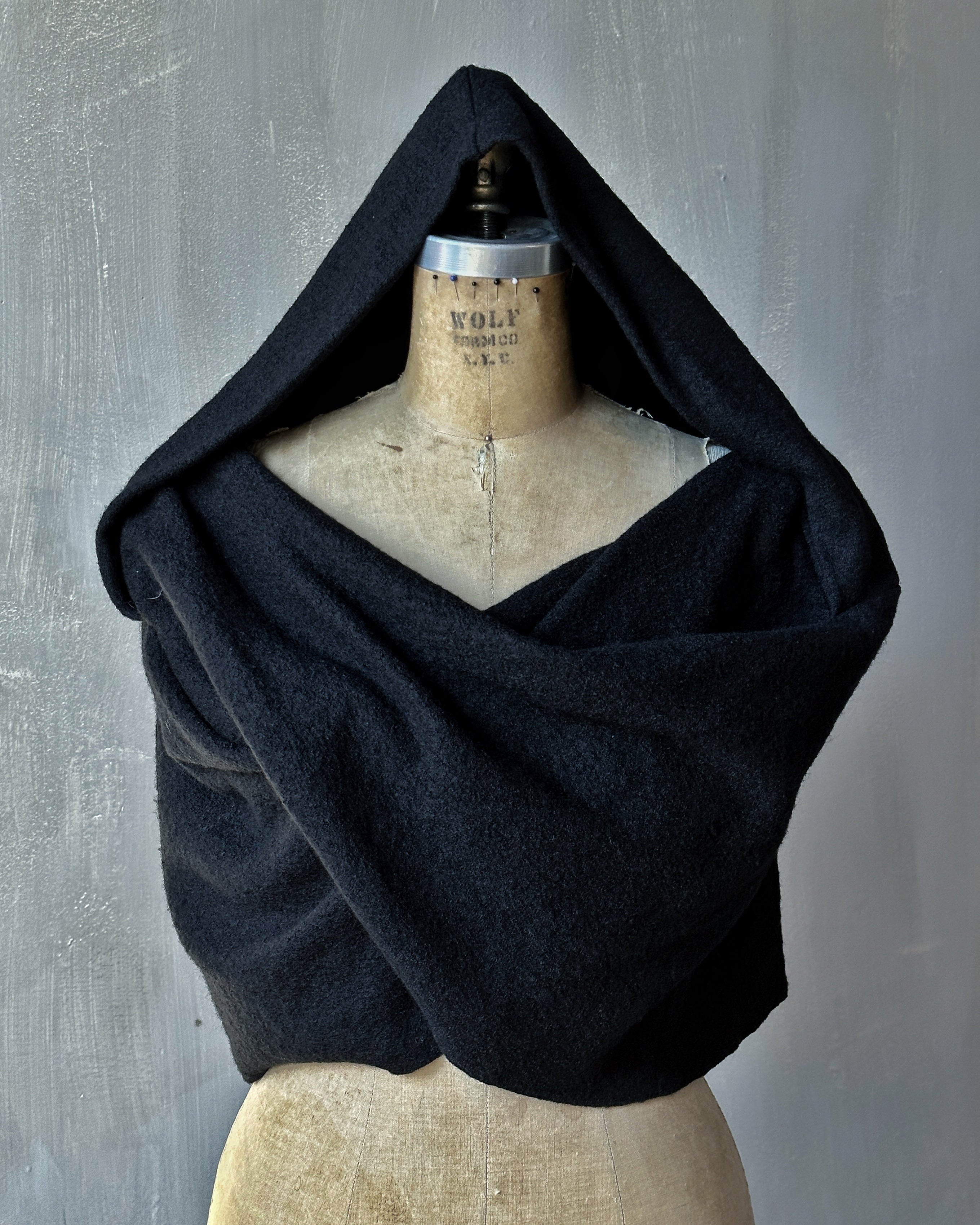 FW25: Mythic Cowl in Black Boiled Wool