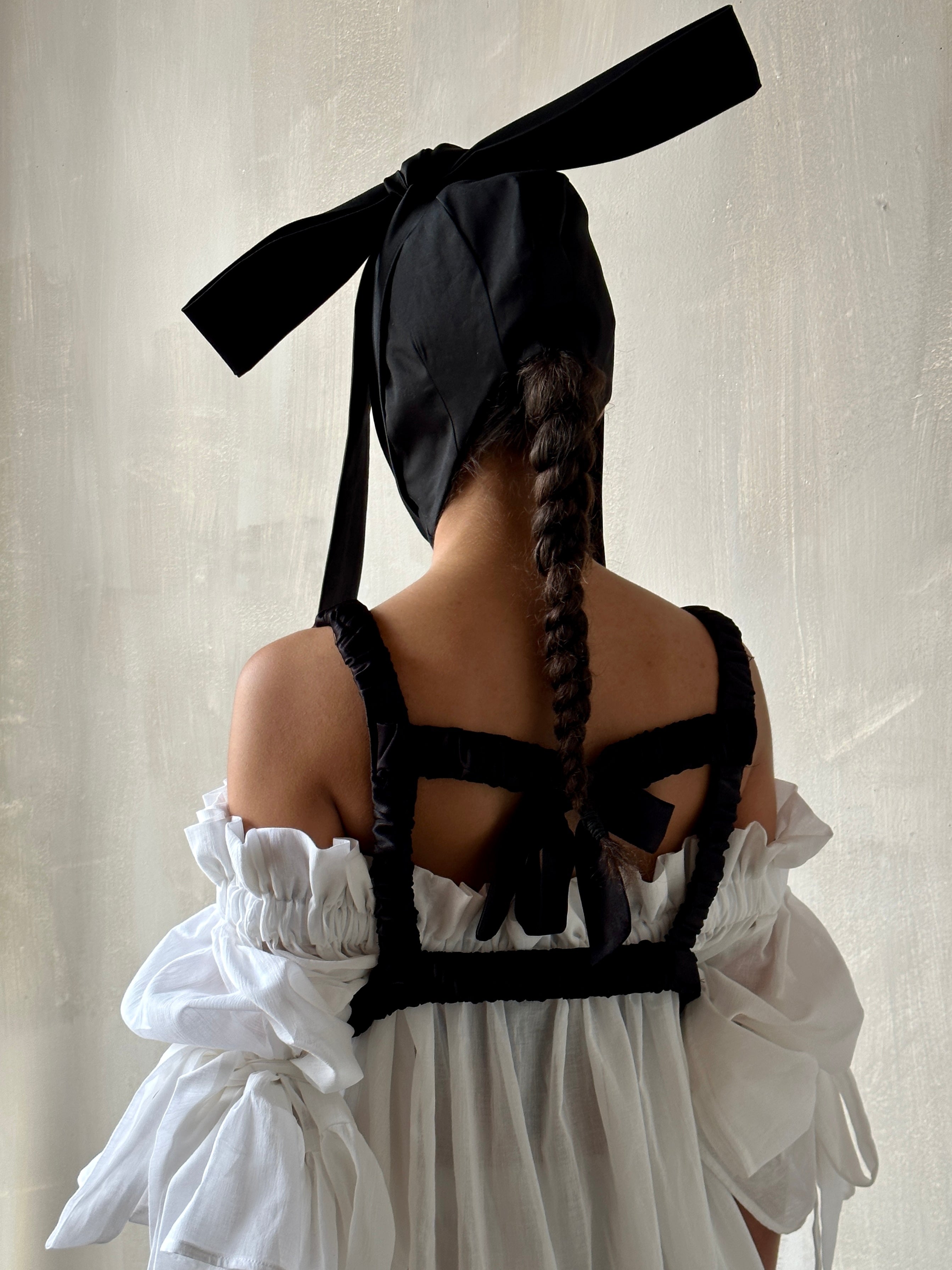 Black Aviator Cap with Ties (Made-to-Order)