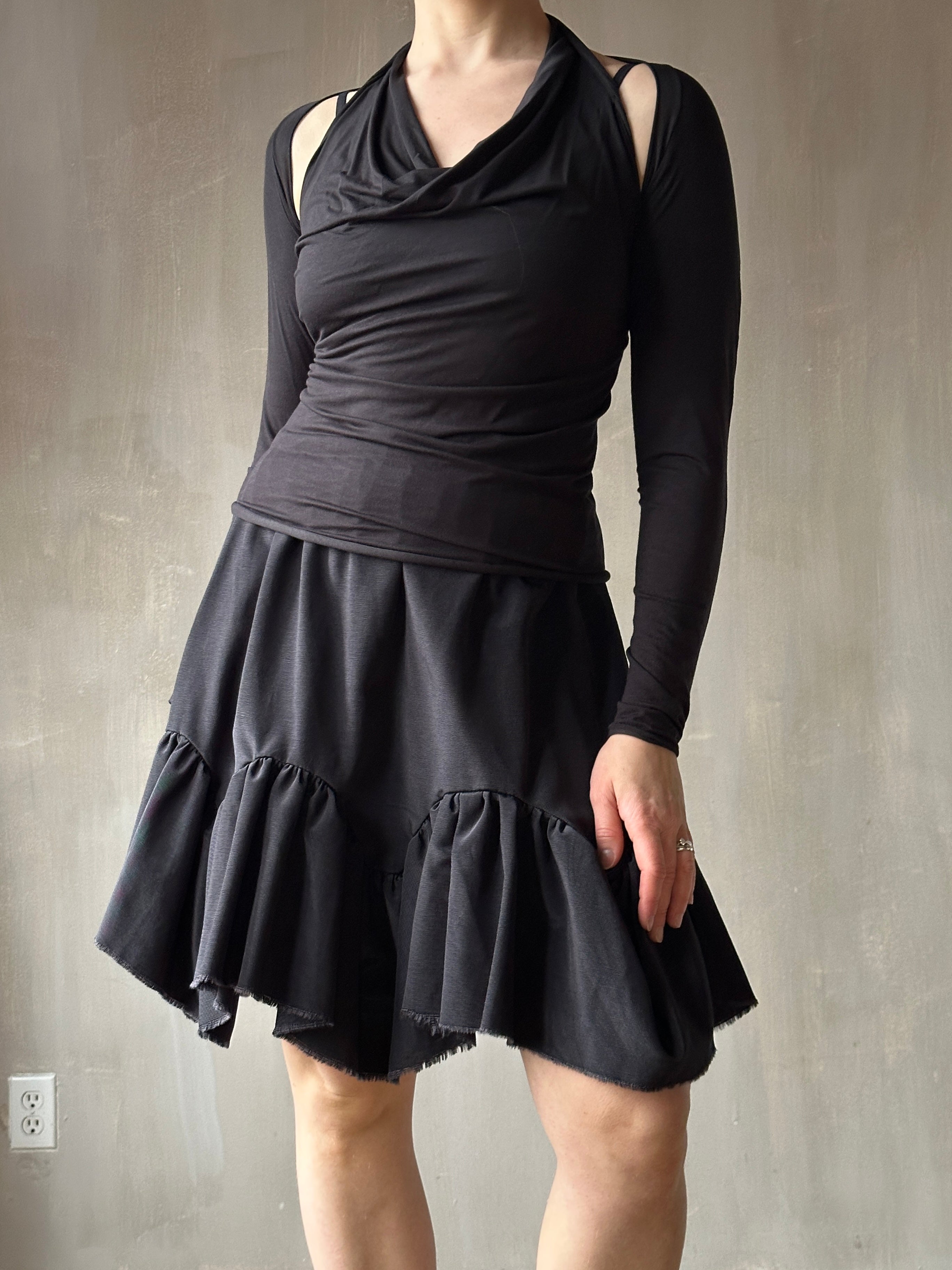 Sample Sale: Petticoat Kilt in Black Twill Taffeta (Size III & V)