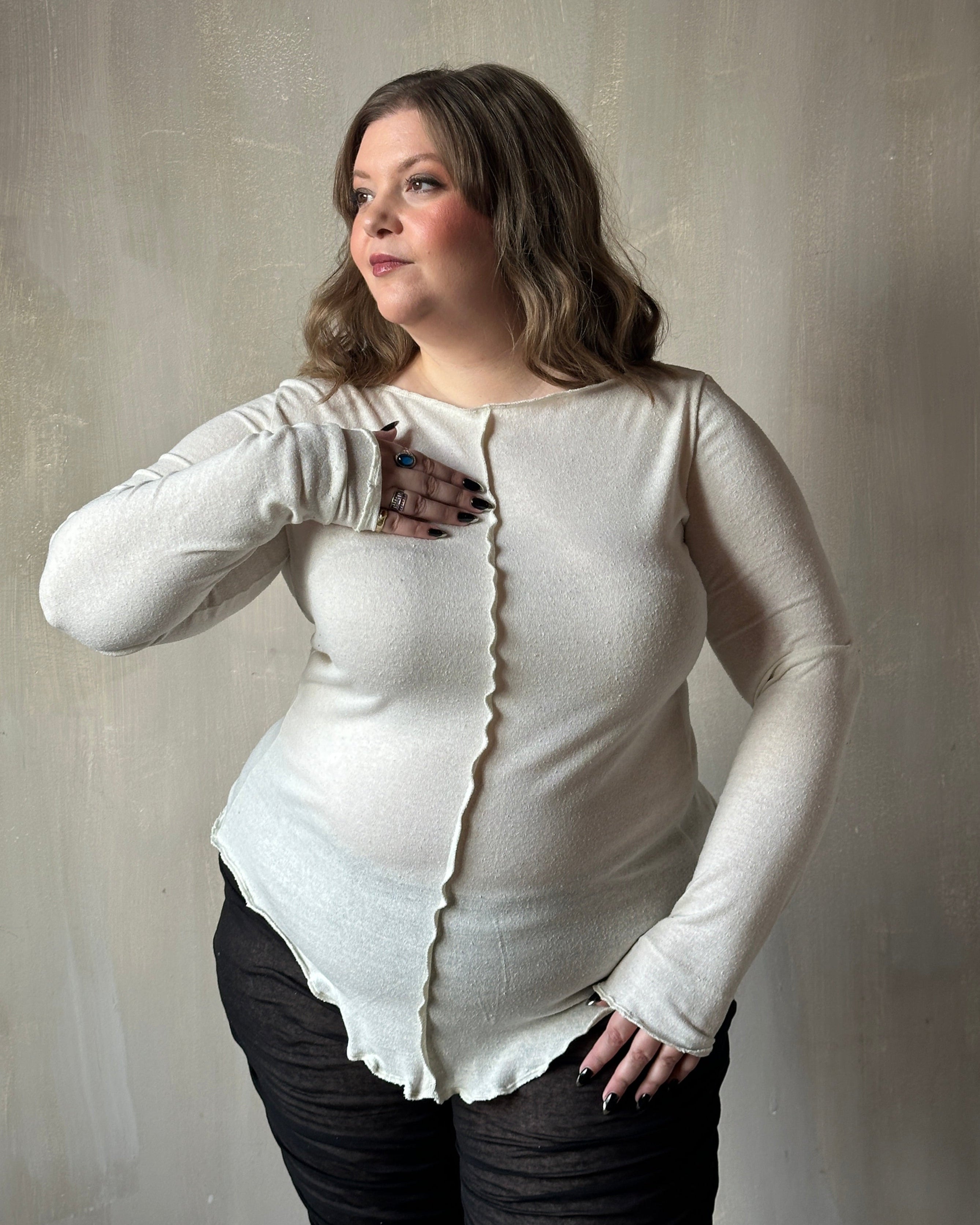 Sample Sale: Reverse Seam Boat Neck Tunic in Silk (Size I)