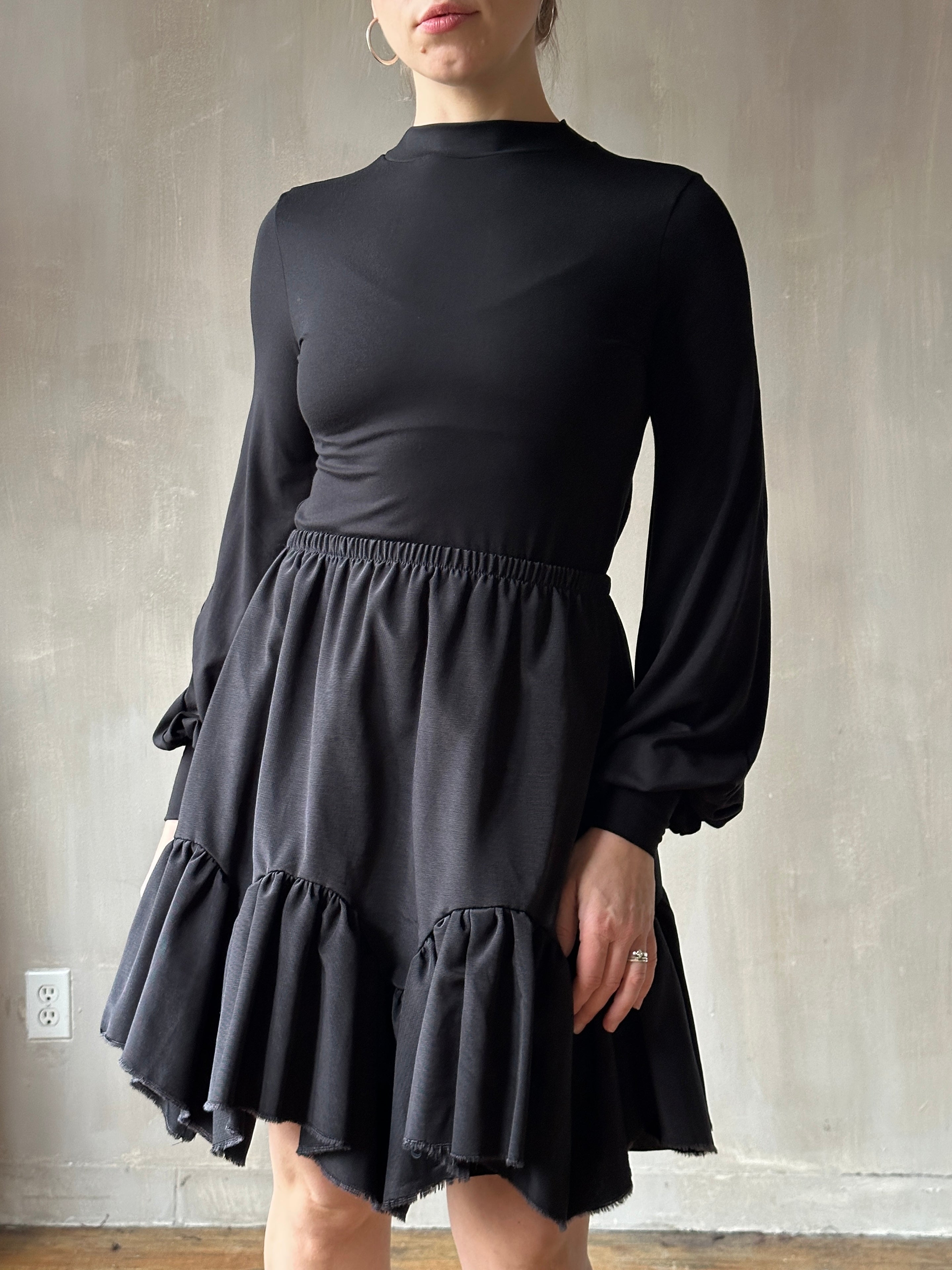 Sample Sale: Petticoat Kilt in Black Twill Taffeta (Size III & V)