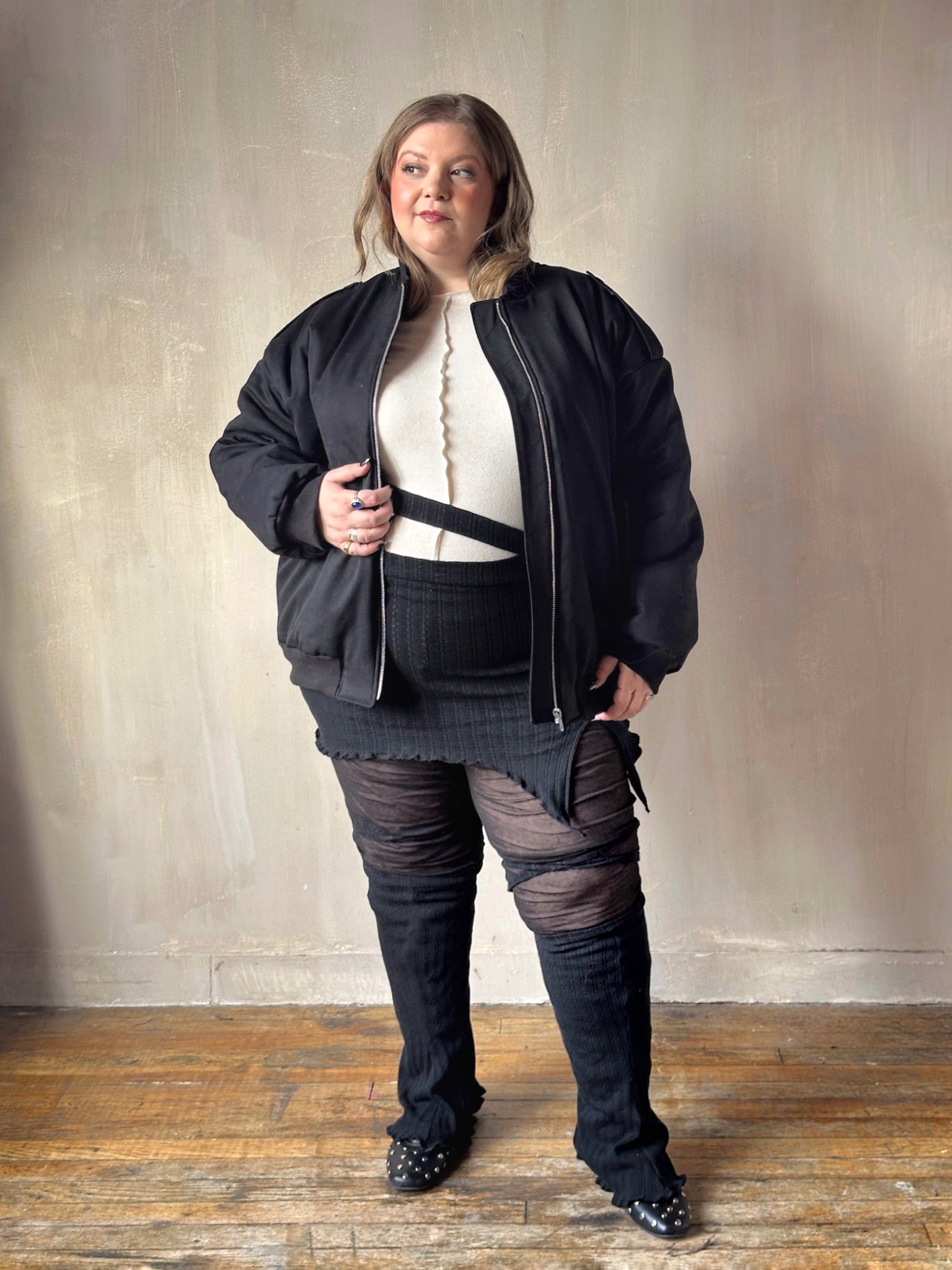 Sample Sale: Oversized Bomber in Italian Wool Suiting (Size I)