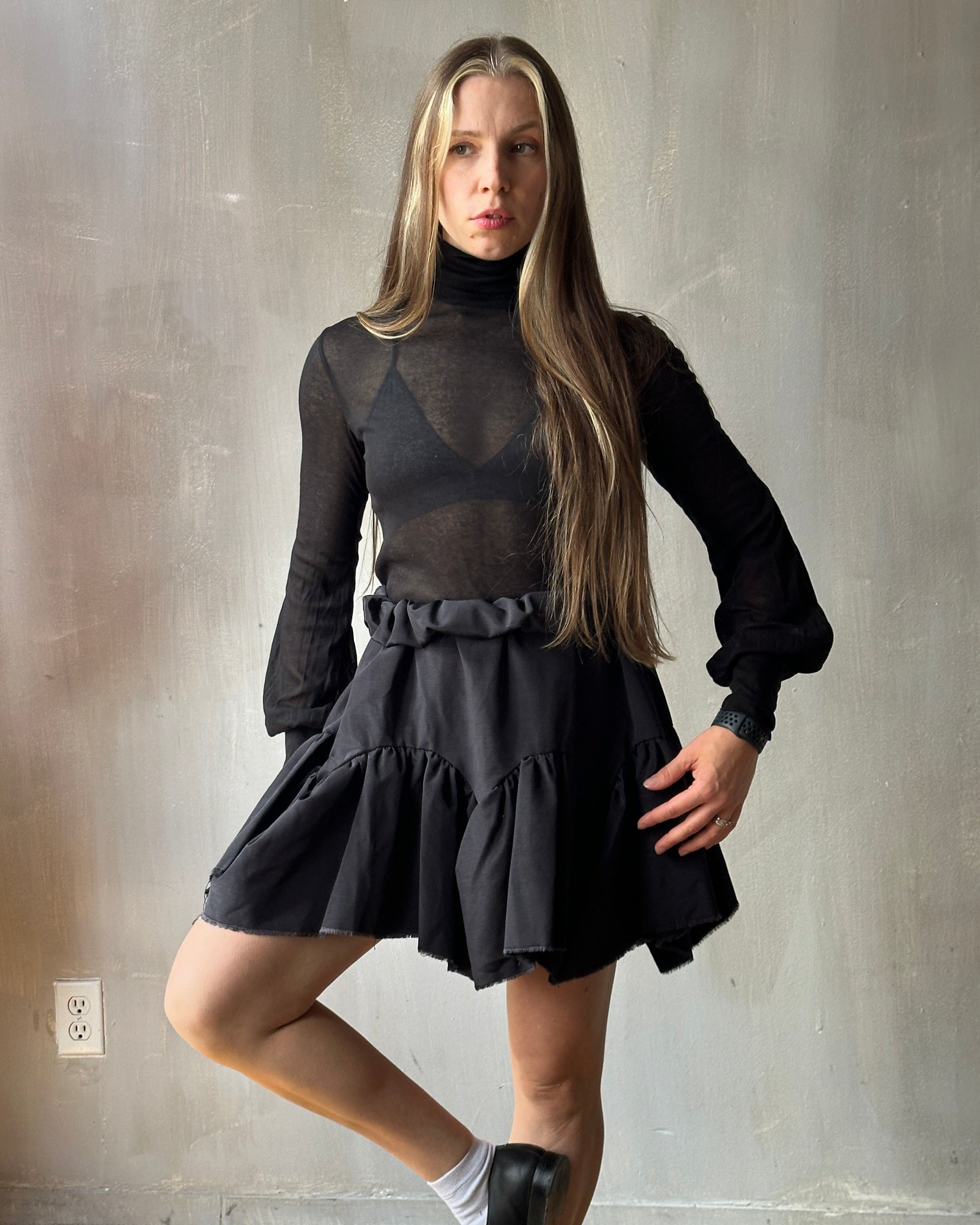 Sample Sale: Petticoat Kilt in Black Twill Taffeta (Size III & V)