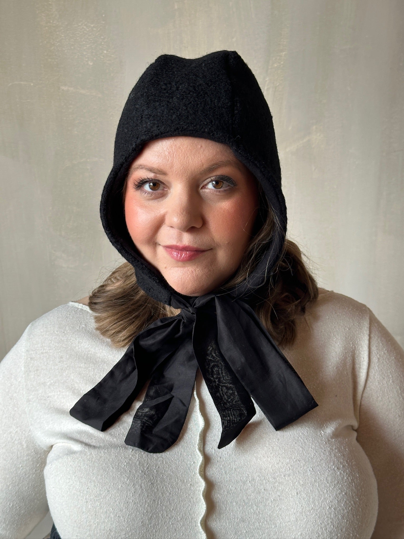 Sample/Stock Sale: Spangenhelm Toque in Black Wool with ties