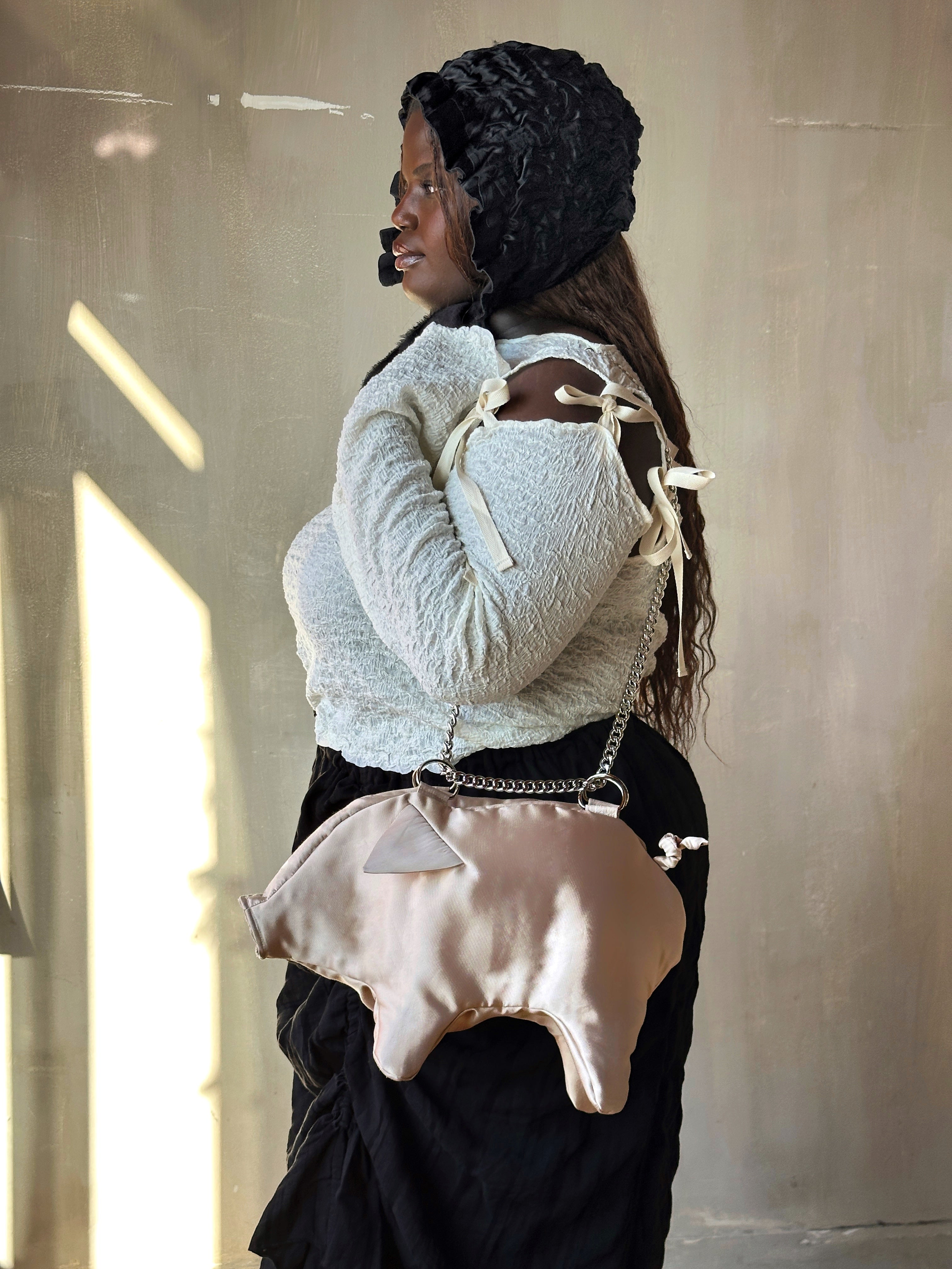 Winter '26: "Peggy" the Plush Pig Purse in Champagne Silk (Pre-Order)