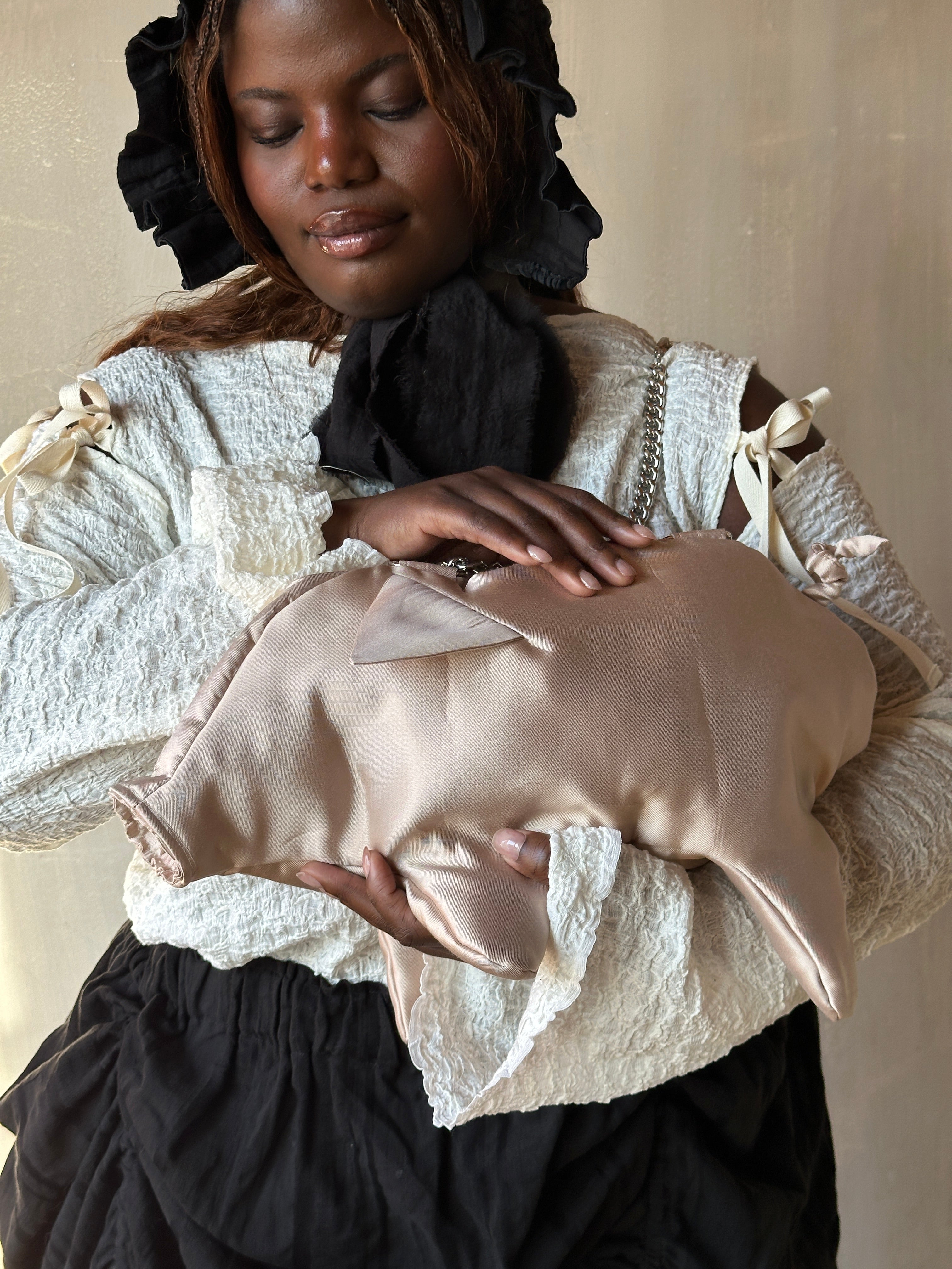 Spring '26: "Peggy" the Plush Pig Purse in Champagne Silk (Pre-Order)