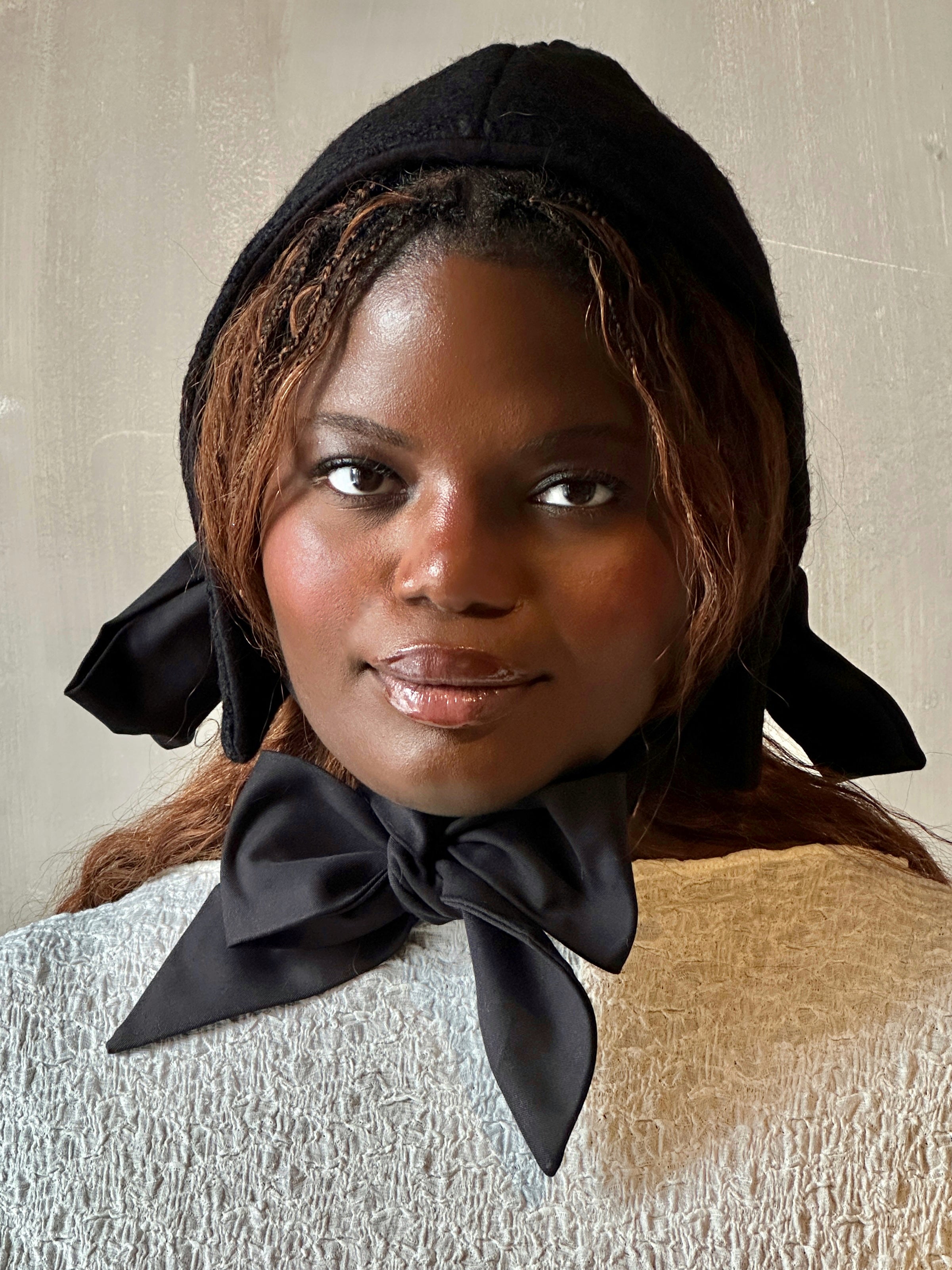 Winter '26: Spangenhelm Bonnet in Black Boiled Wool (Pre-Order)