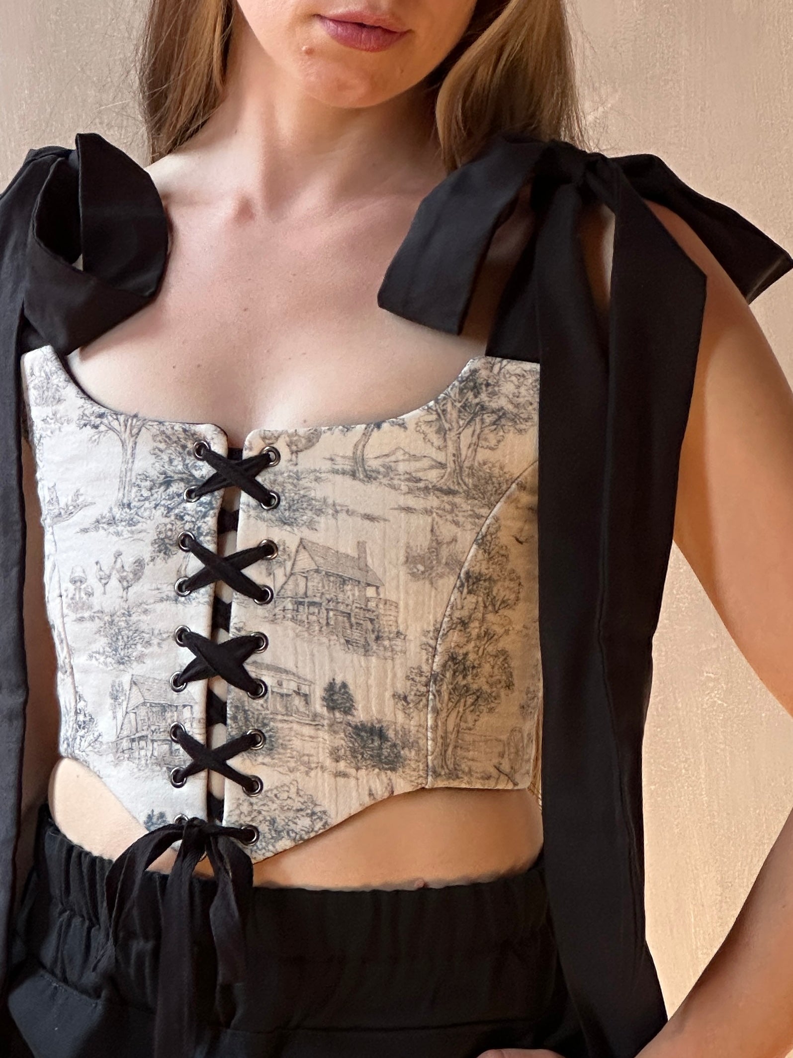 FW25: Corset Vest in Toile de Jouy (Pre-Order)