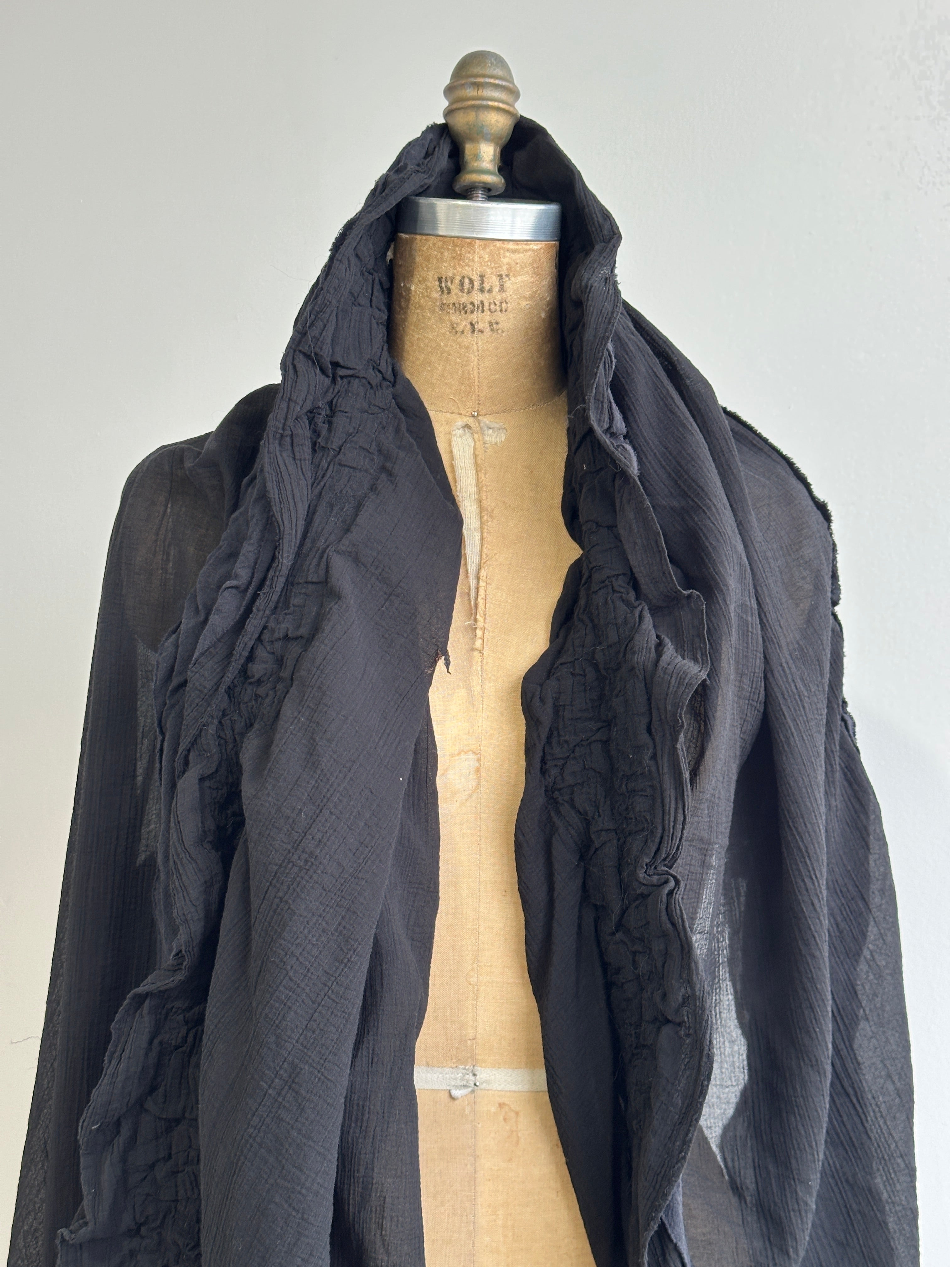 Sample Sale: OOAK Felted Shawl in Wool/Cotton Gauze (One Size)