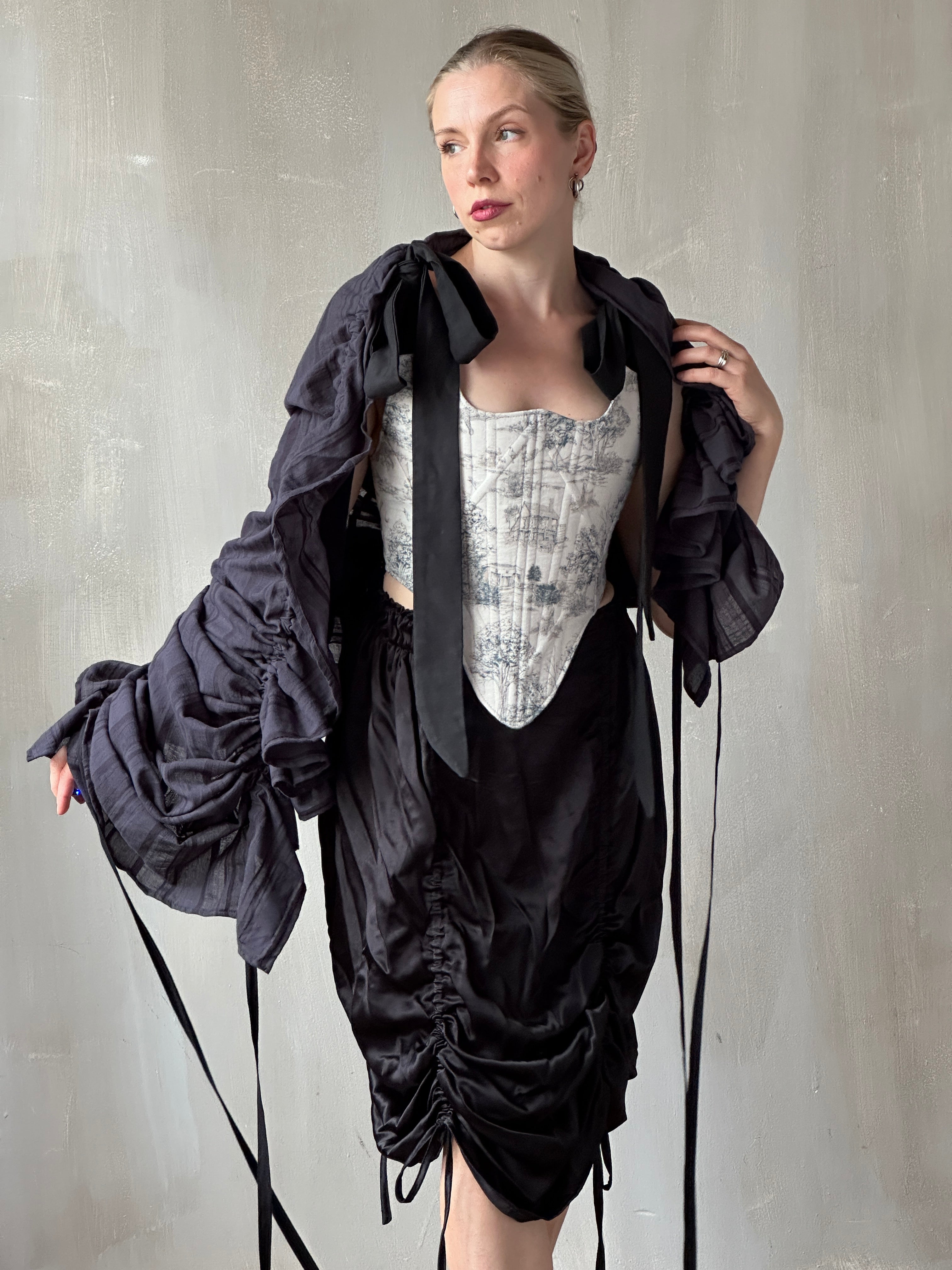 FW25: Drawstring Scarf in Nightshade Jacquard Stripe (Pre-Order)