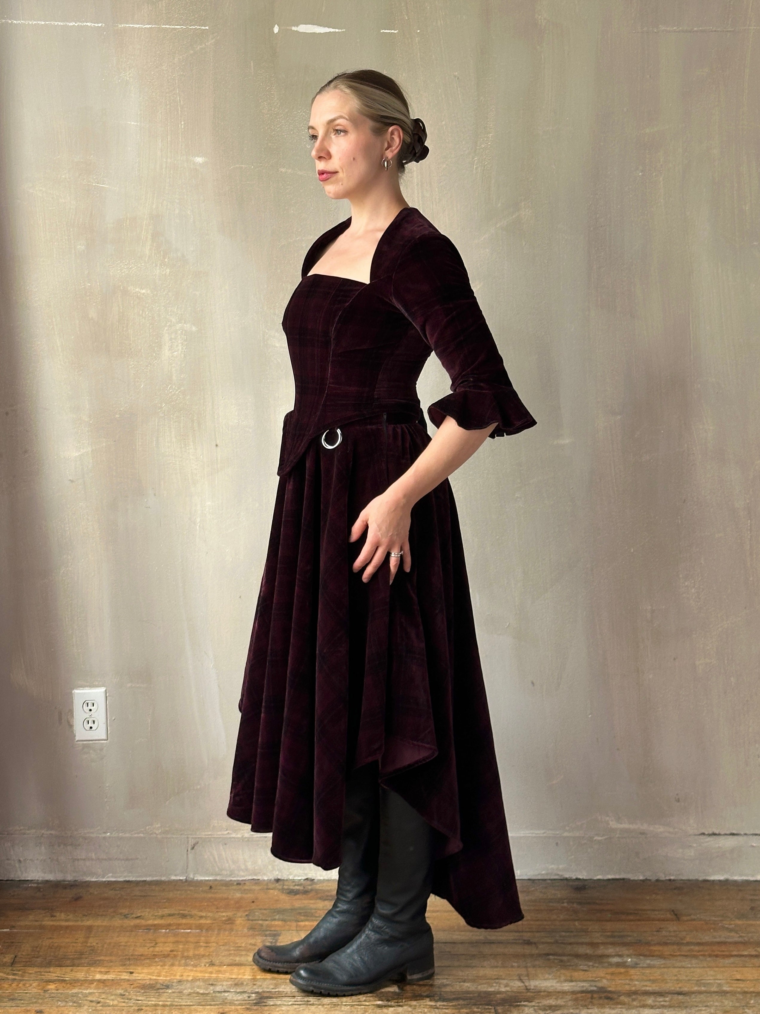 FW25: "Psyche" Pastorale Bodice and Skirt in Wine Tartan (Pre-Order)