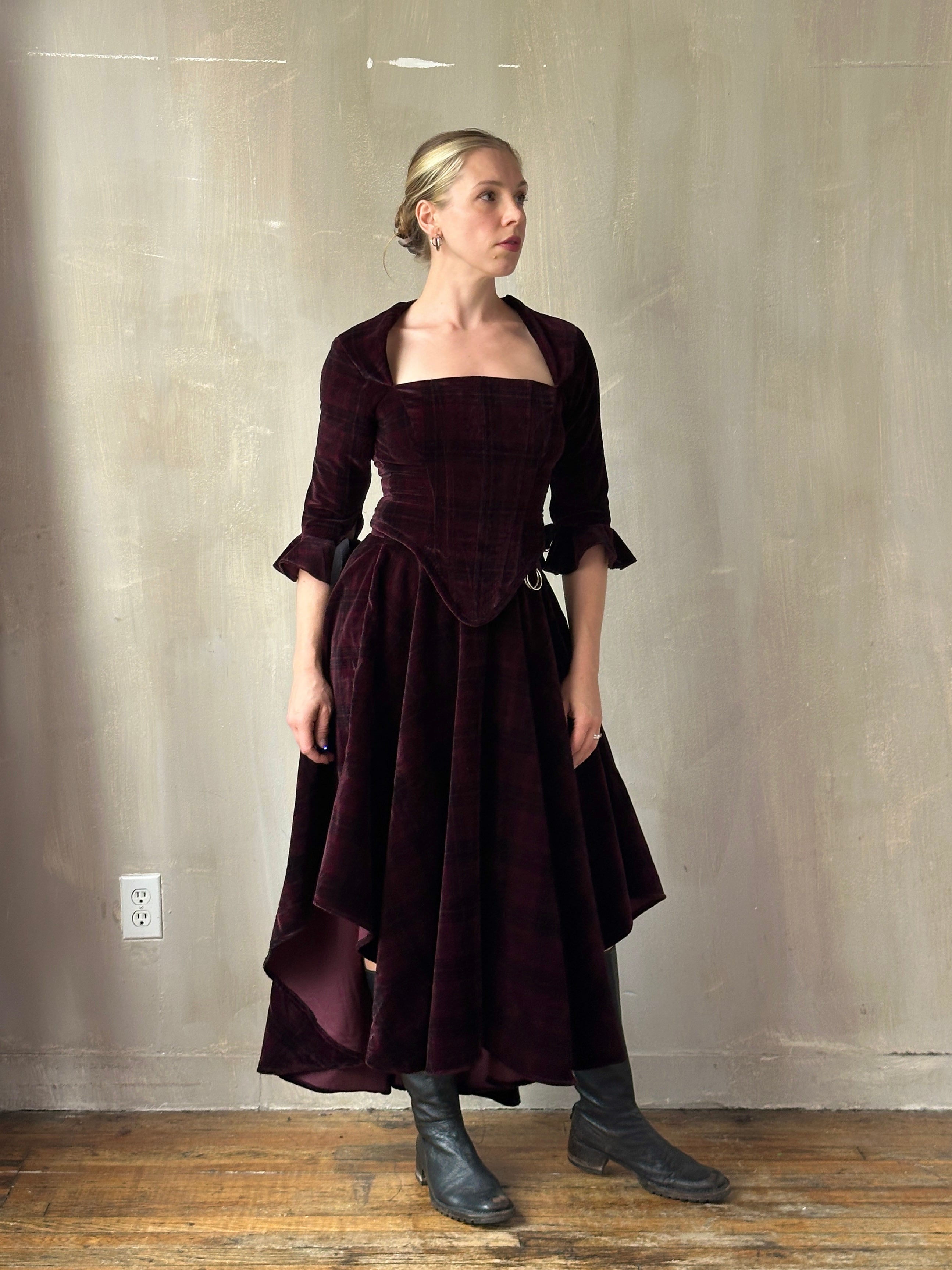 FW25: "Psyche" Pastorale Bodice and Skirt in Wine Tartan (Pre-Order)