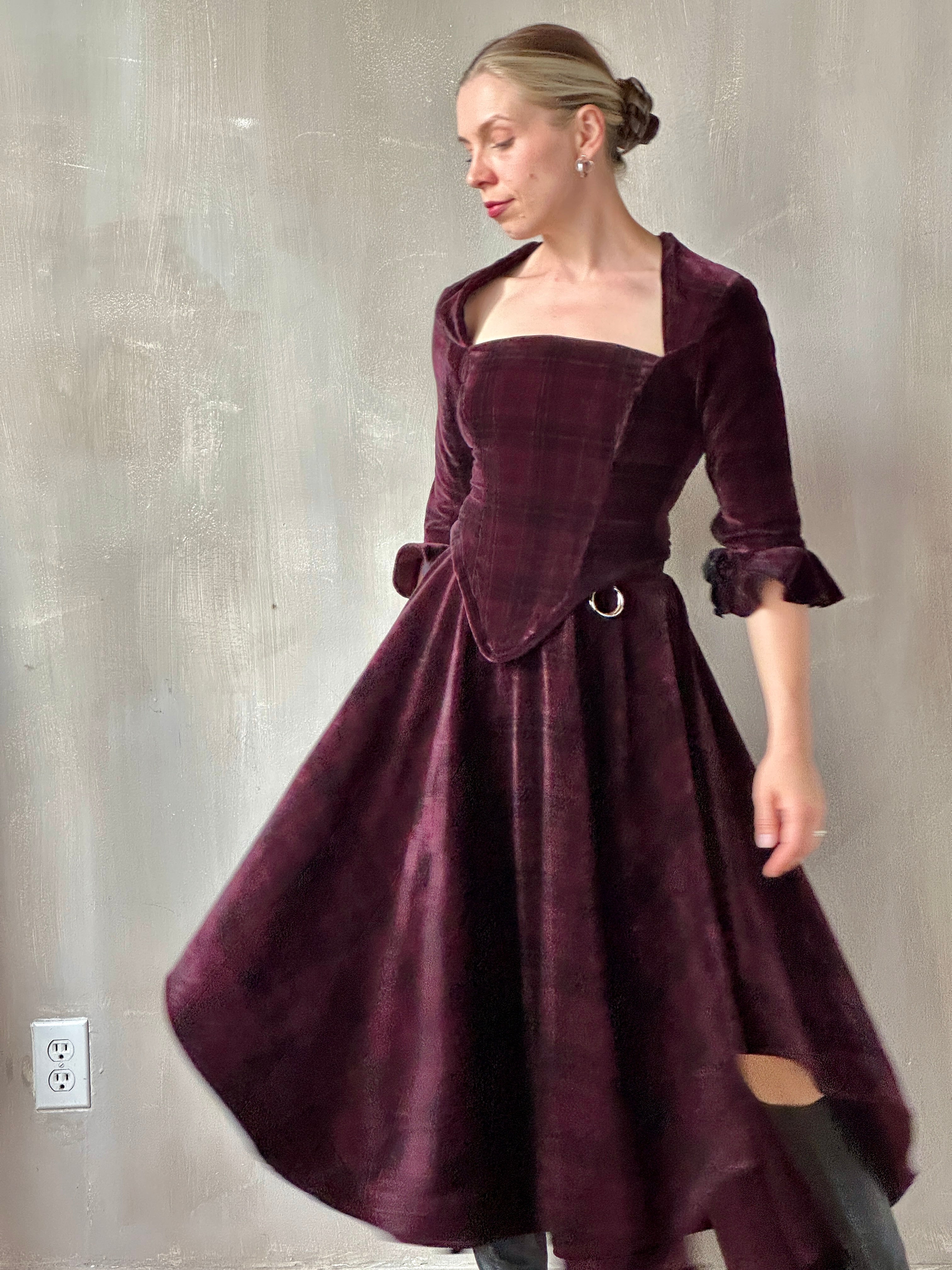 FW25: "Psyche" Pastorale Bodice and Skirt in Wine Tartan (Pre-Order)