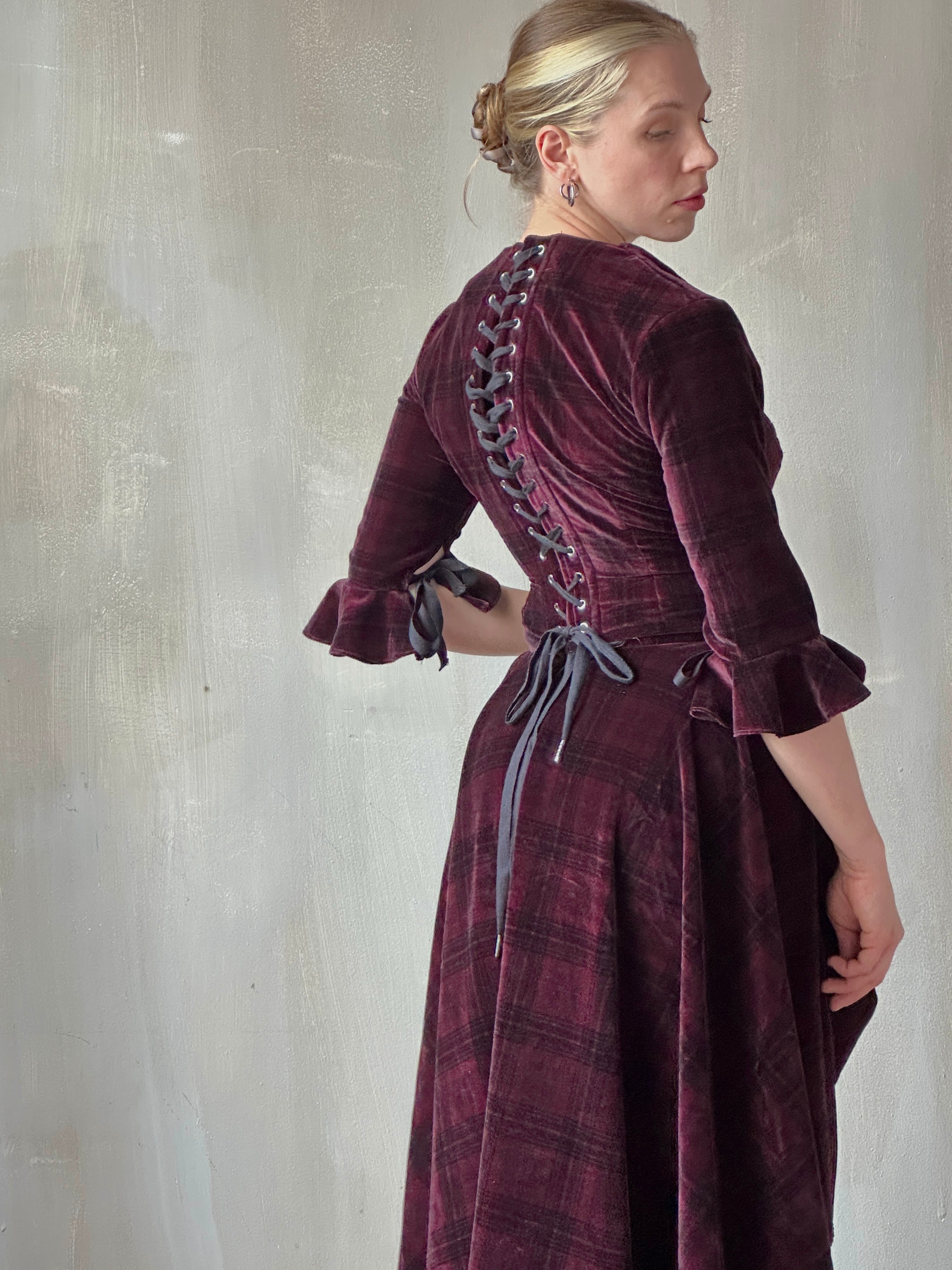 FW25: "Psyche" Pastorale Bodice and Skirt in Wine Tartan (Pre-Order)