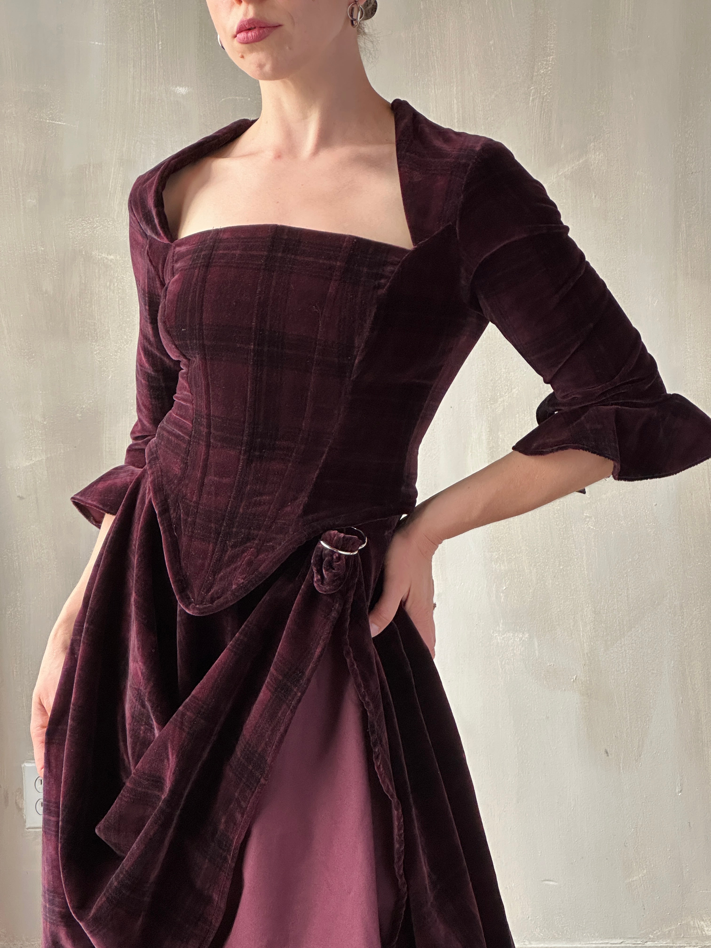 FW25: "Psyche" Pastorale Bodice and Skirt in Wine Tartan (Pre-Order)