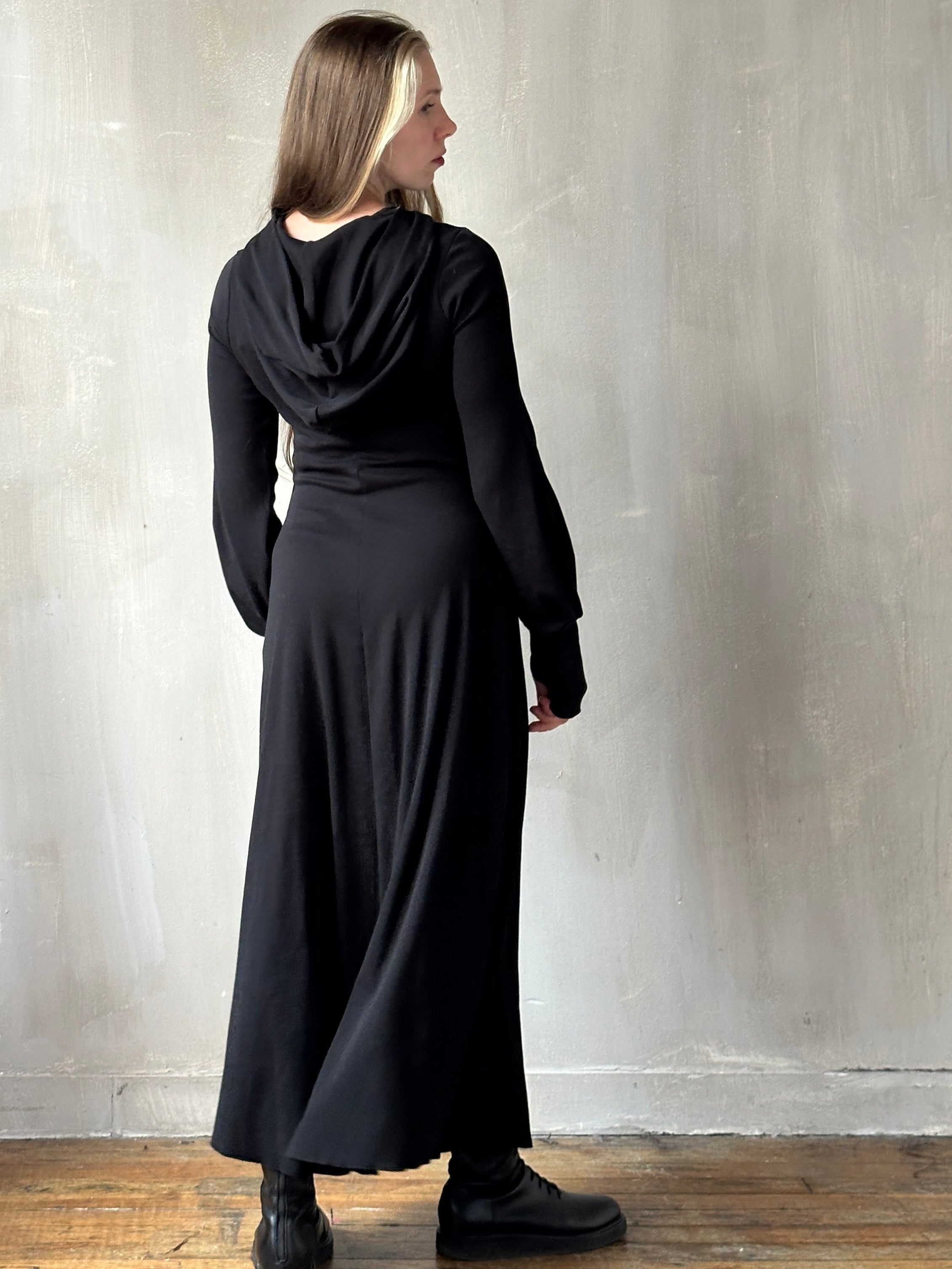 FW25: "Temple" Maxi Dress w/Hood in Black (Pre-Order)