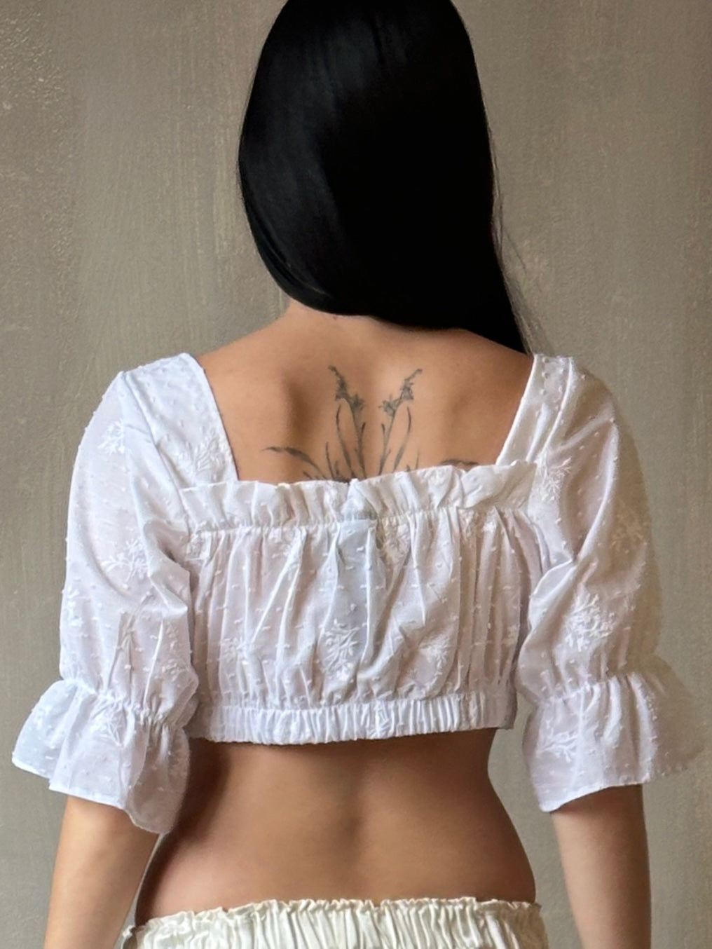 Spring '25: Cropped Dirndl Top in white broderie (Pre-Order)