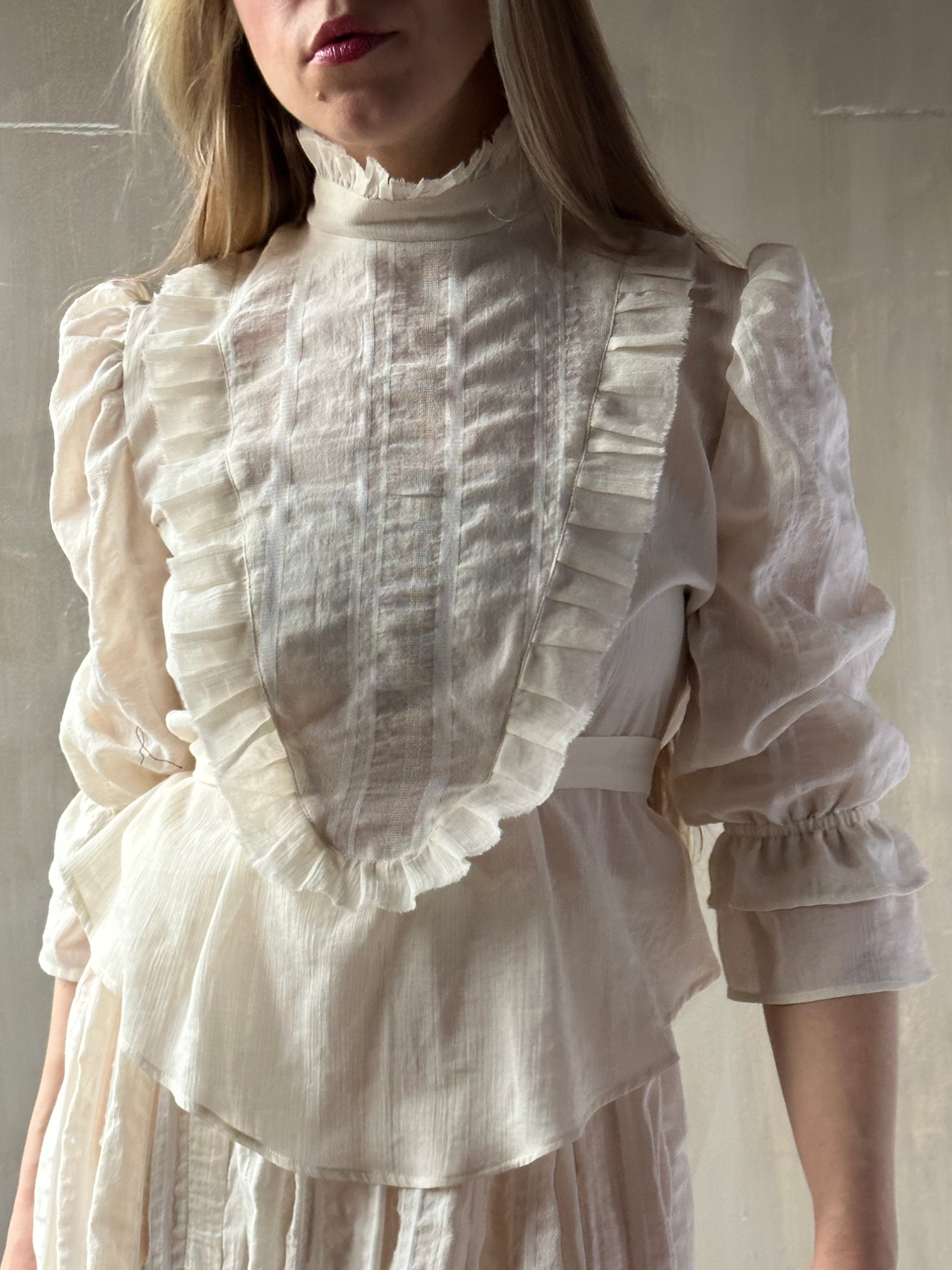 Spring '26: "Carmilla" Stand Collar Blouse in Ivory Cotton (Pre-Order)