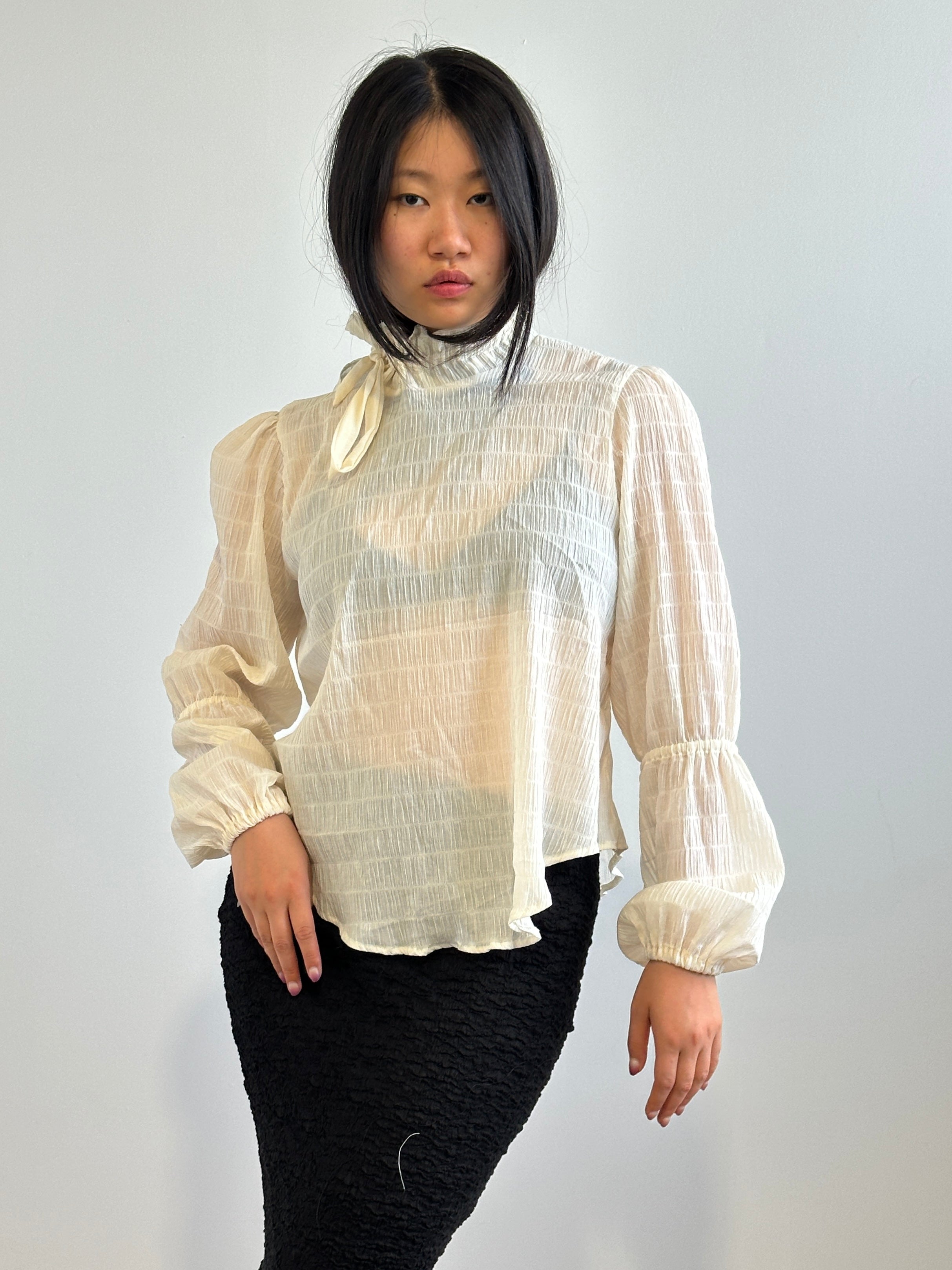 Sample Sale: High Neck Blouse Blouse Prototype in Ivory (Size II)