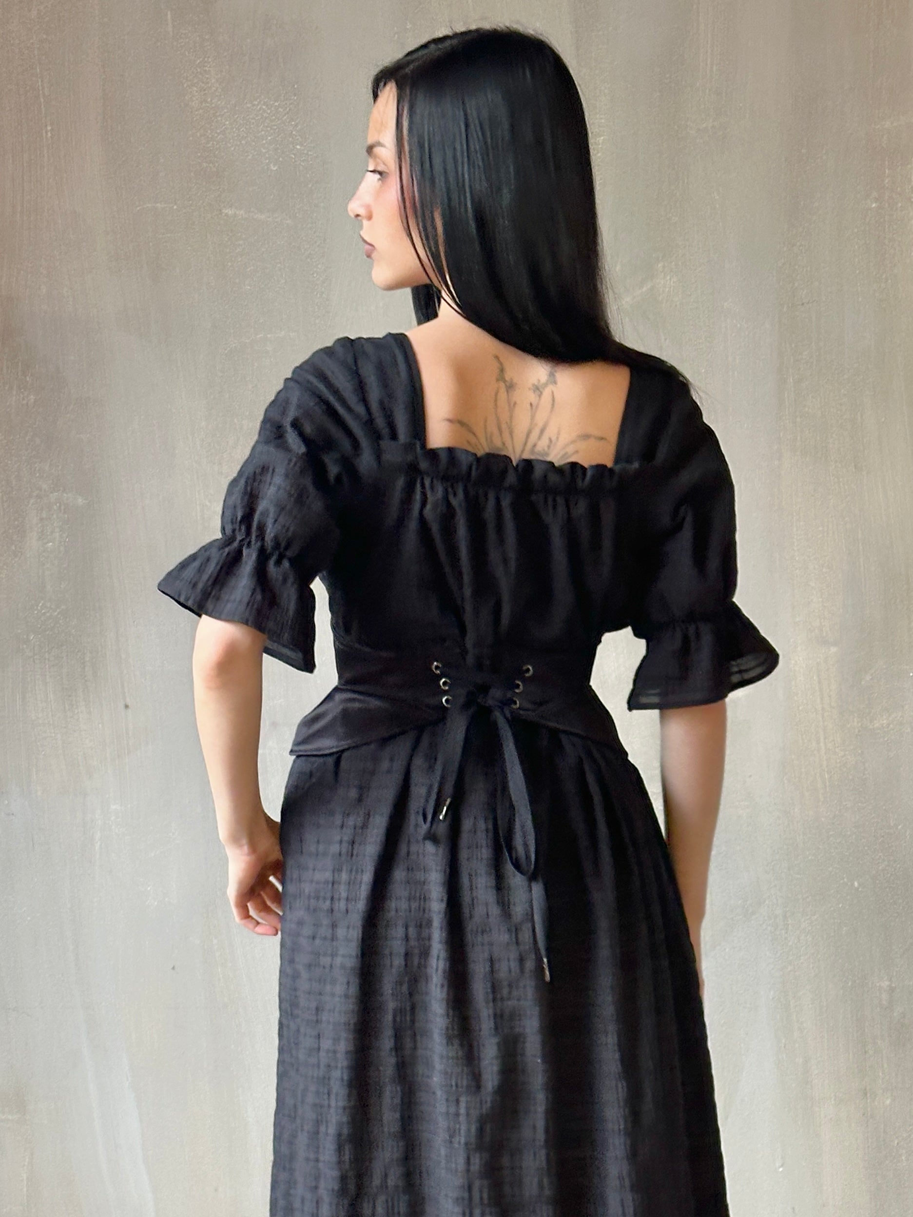 Spring '25: Severina Corset Belt in Black Satin (Pre-Order)