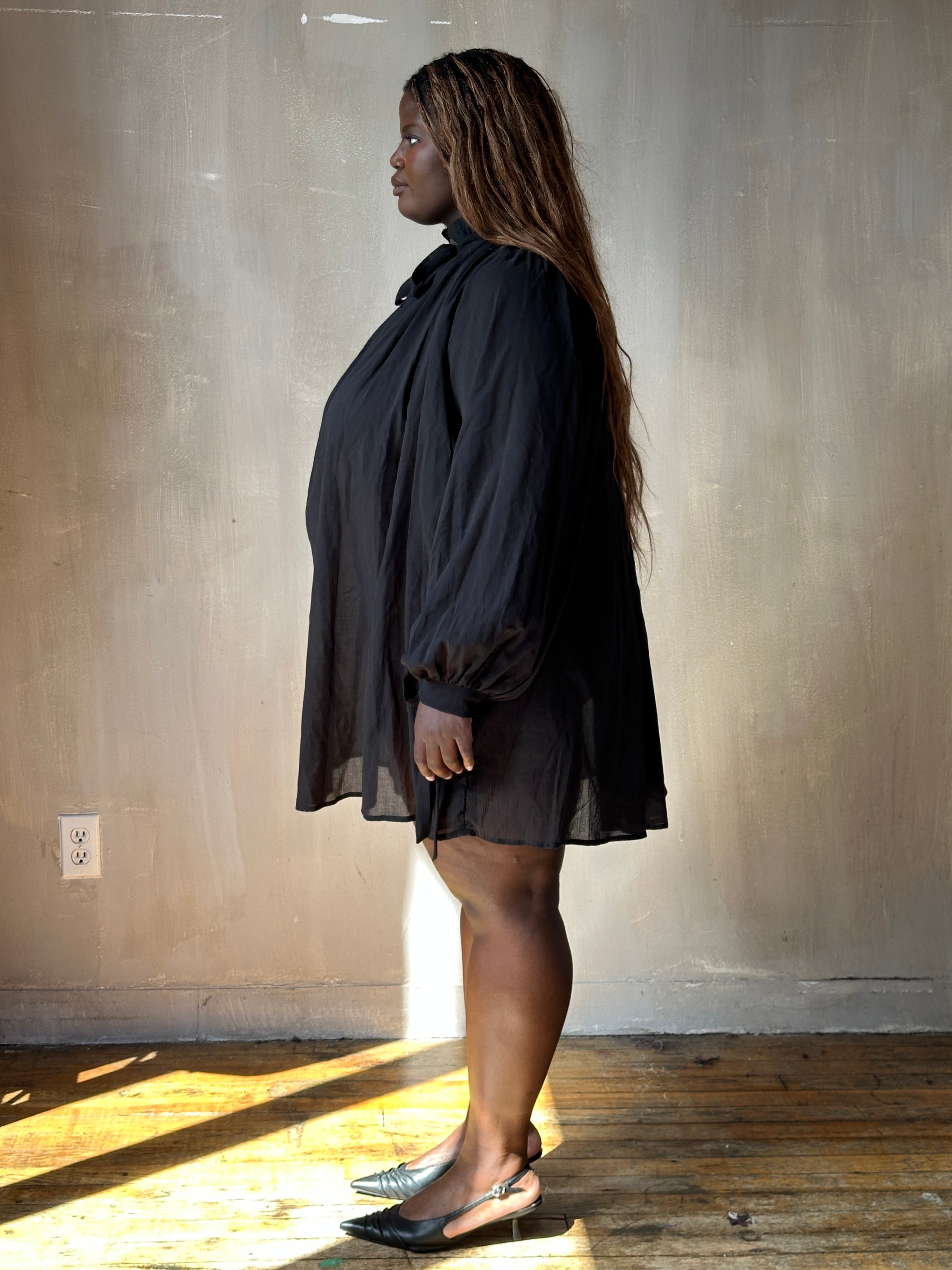 Sample Sale: Baudelaire Chemise in Black Cotton Gauze (One Size)