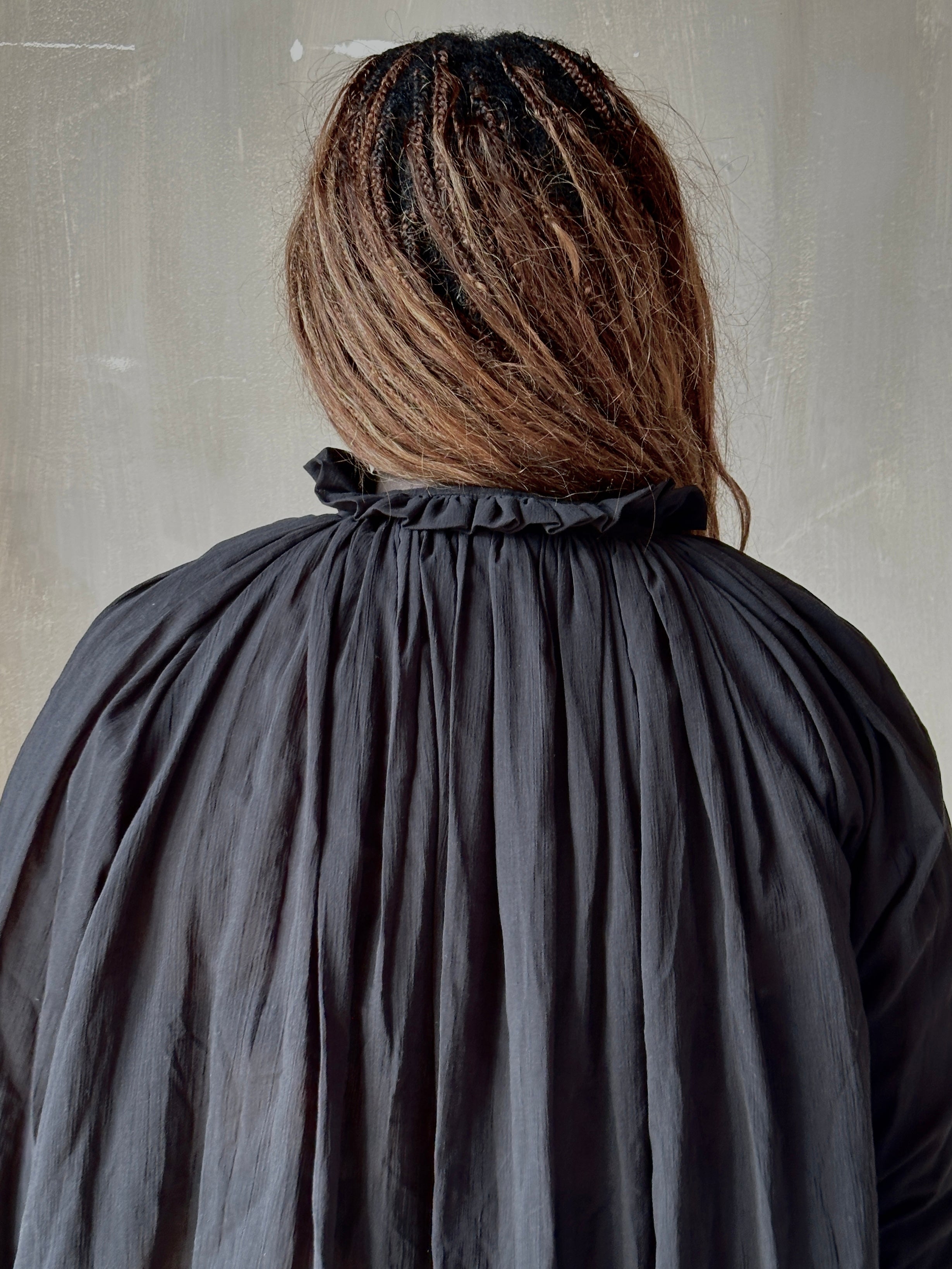 Sample Sale: Baudelaire Chemise in Black Cotton Gauze (One Size)
