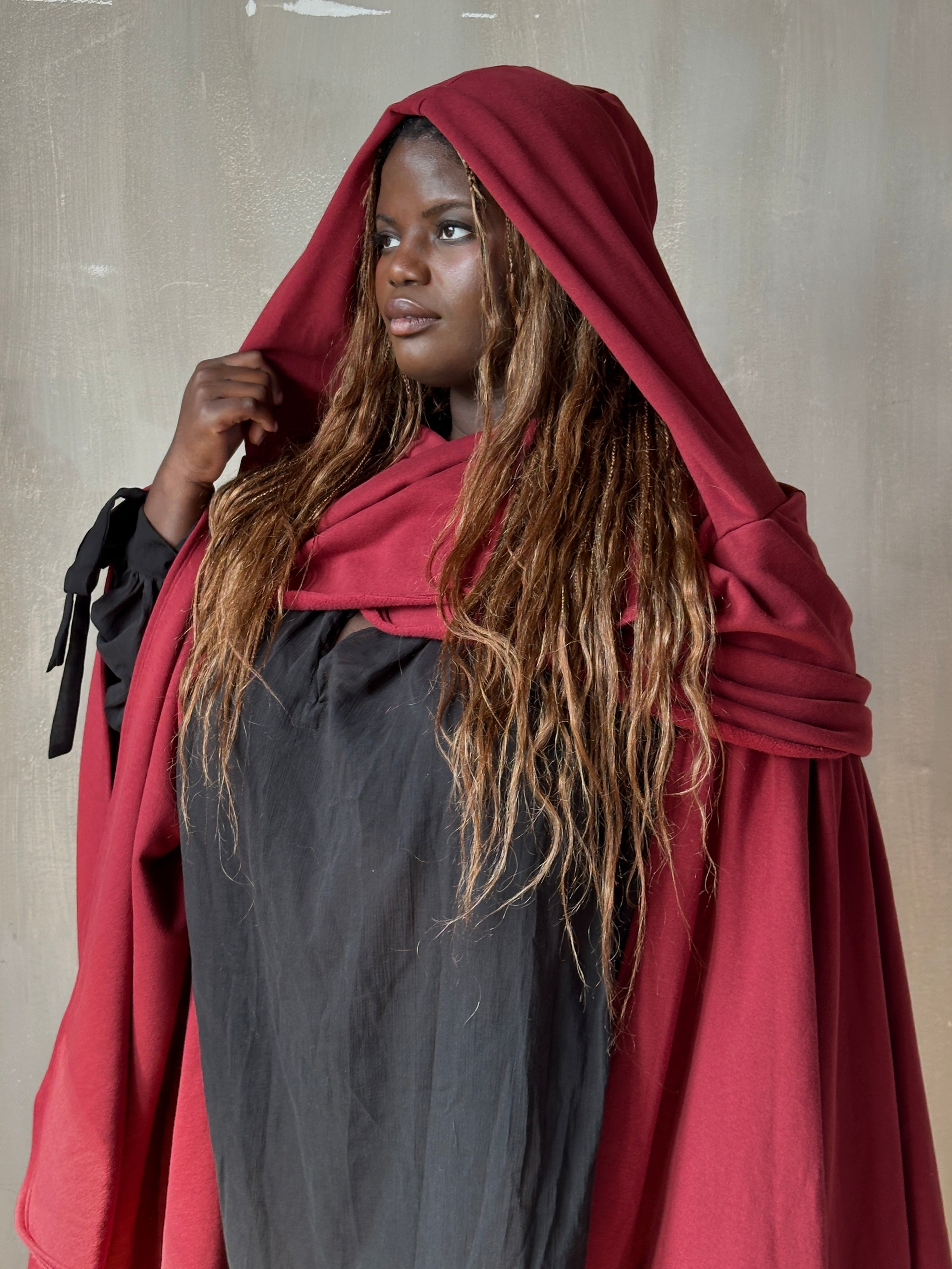 FW25: Mythic Cape in Oxblood Organic Fleece (Pre-Order)