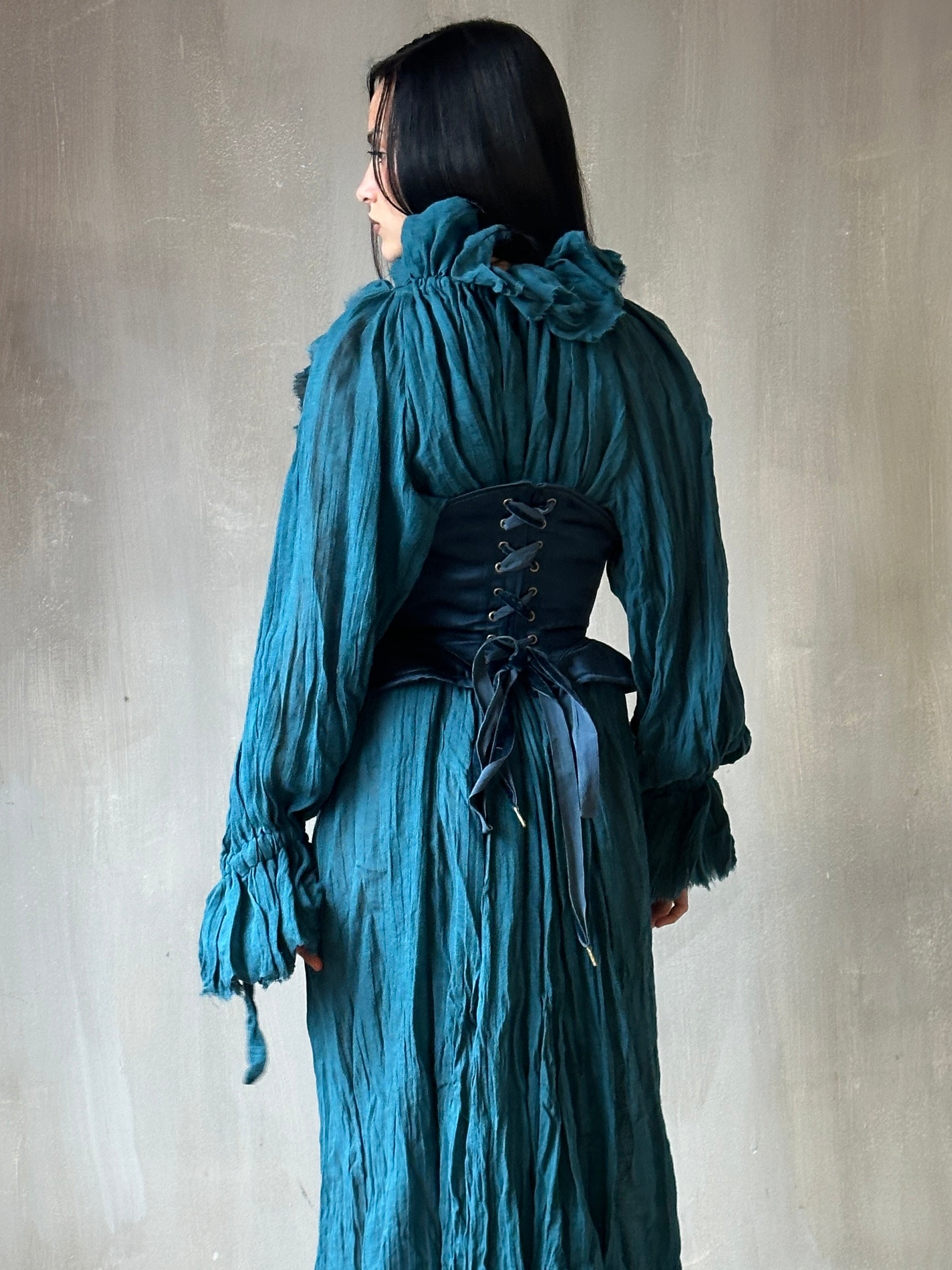 Sample Sale: Teal Silk Pannier Underbust (25-28" Waist)