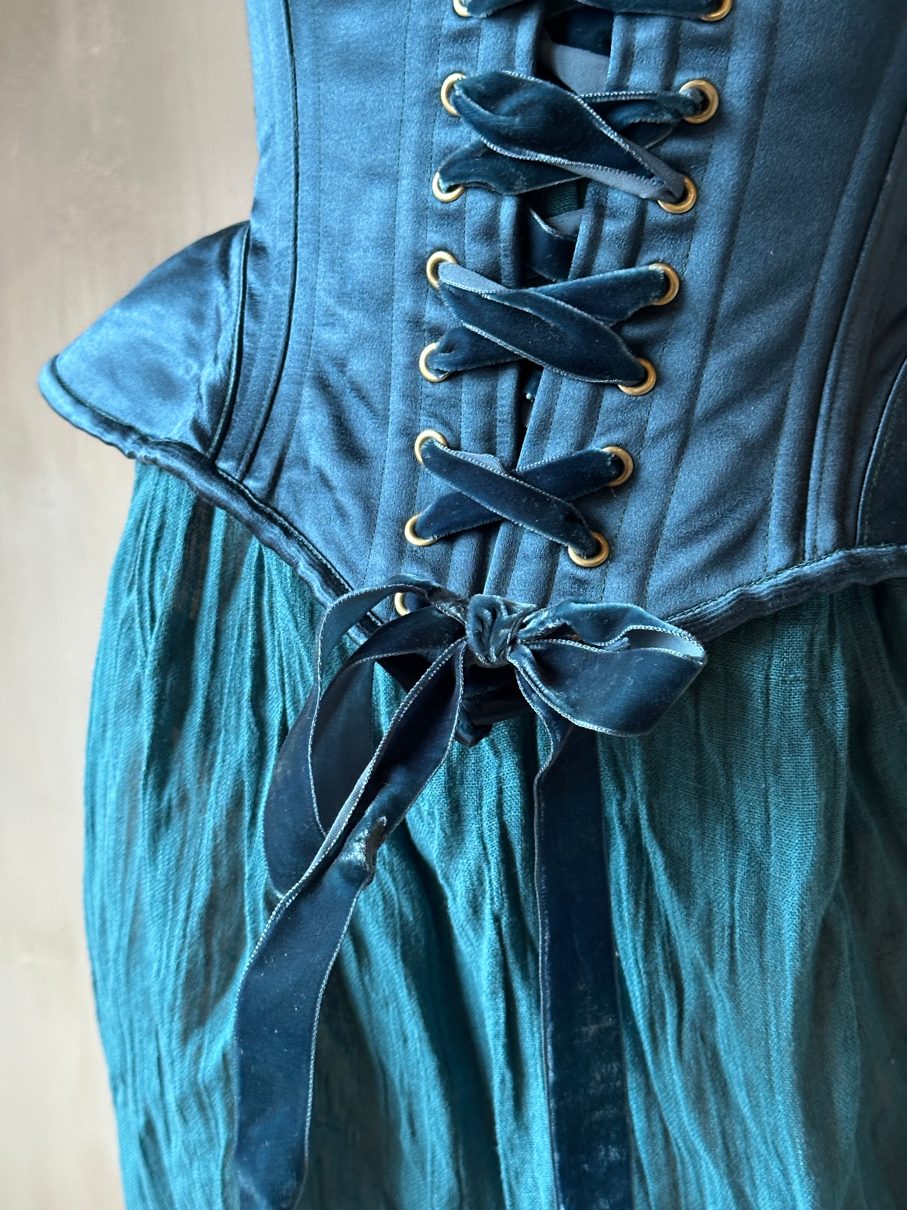 Sample Sale: Teal Silk Pannier Underbust (25-28" Waist)