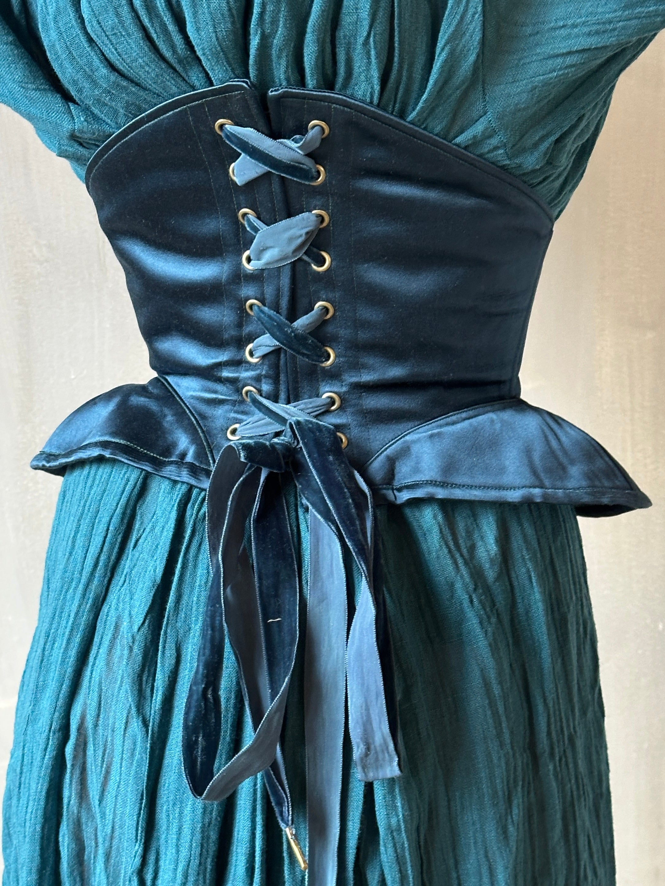 Sample Sale: Teal Silk Pannier Underbust (25-28" Waist)