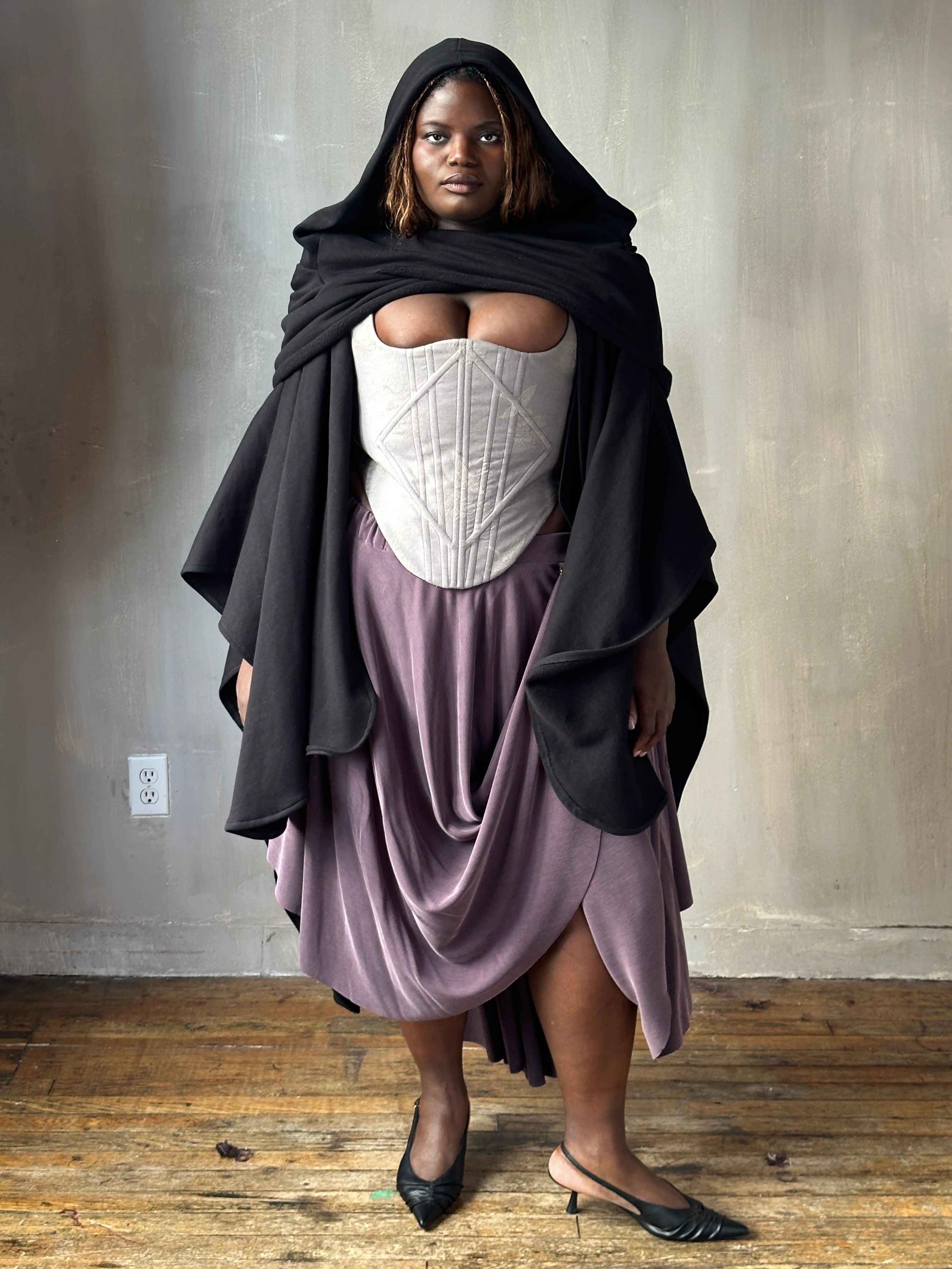 FW25: Mythic Cape in Black Boiled Wool (Pre-Order)