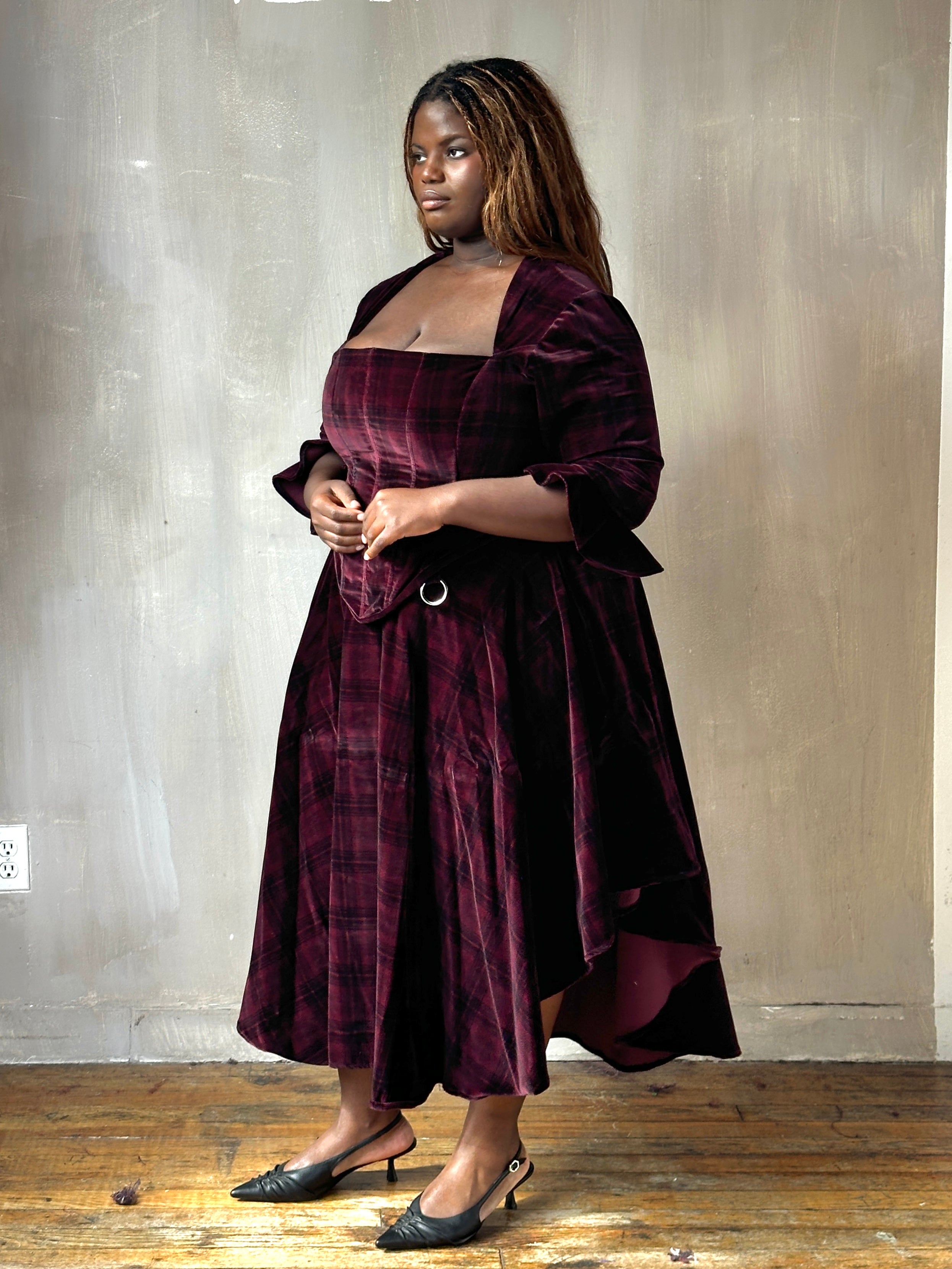 FW25: "Psyche" Pastorale Bodice and Skirt in Wine Tartan (Pre-Order)