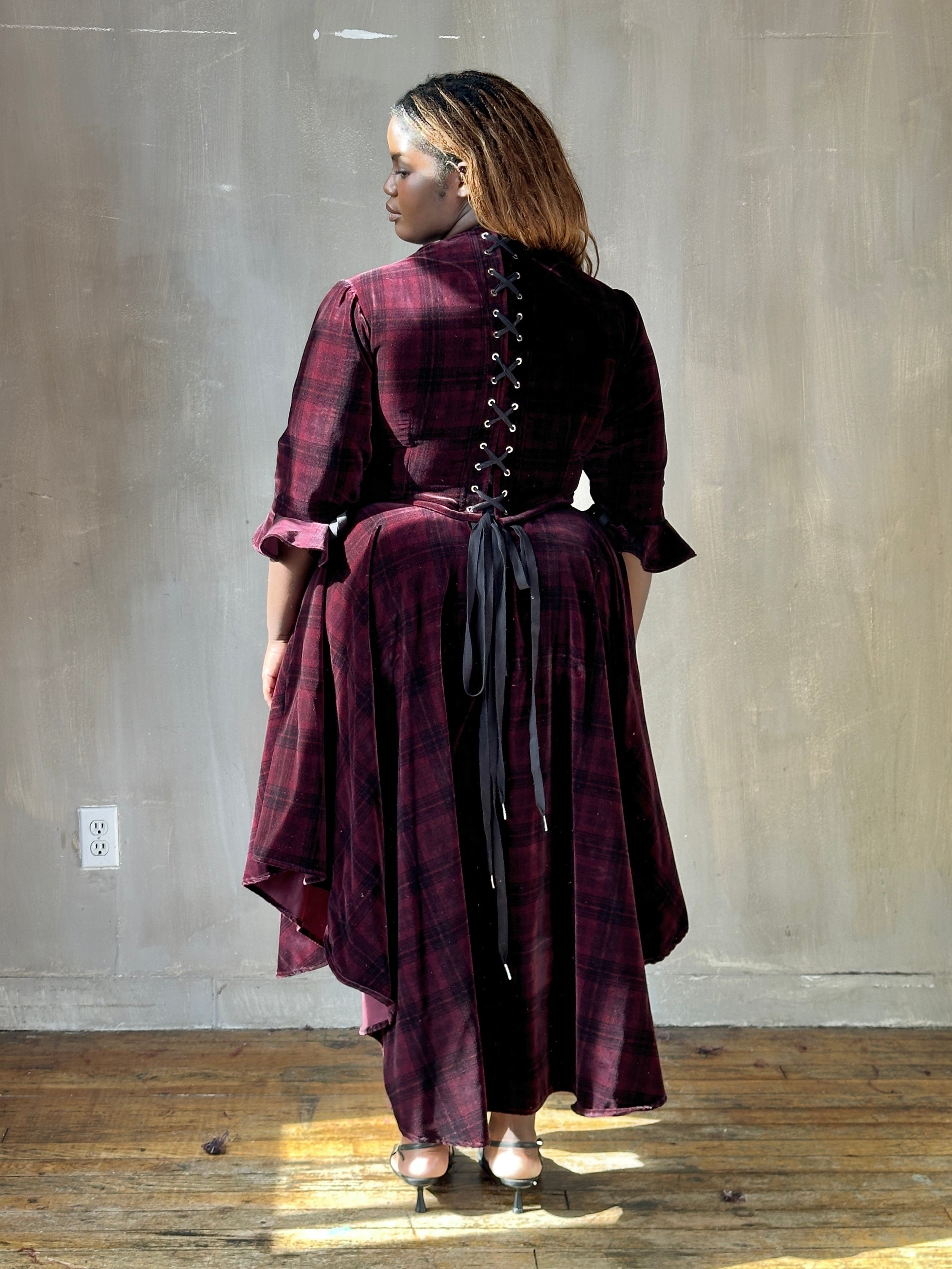 FW25: "Psyche" Pastorale Bodice and Skirt in Wine Tartan (Pre-Order)
