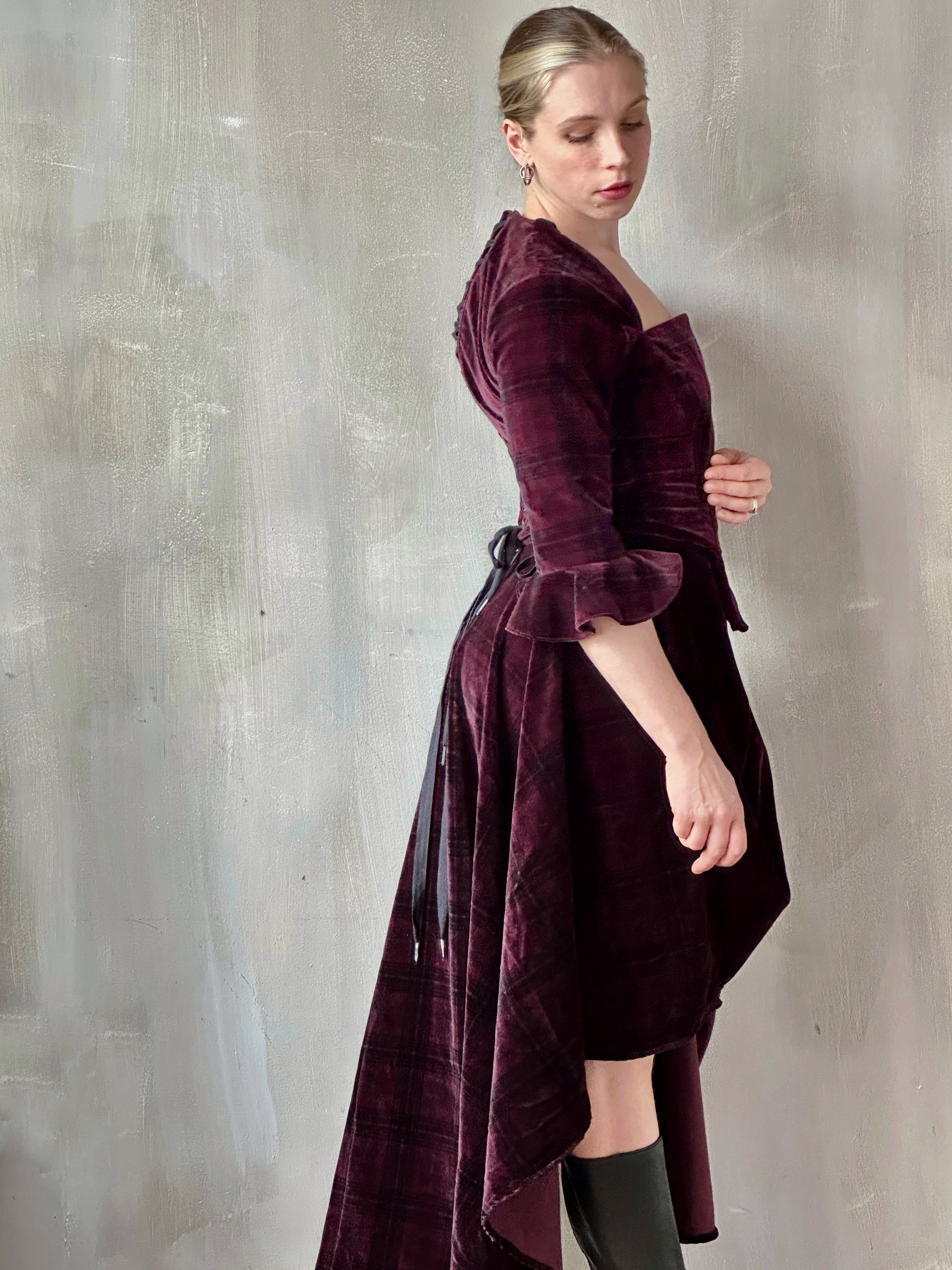 FW25: "Psyche" Pastorale Bodice and Skirt in Wine Tartan (Pre-Order)