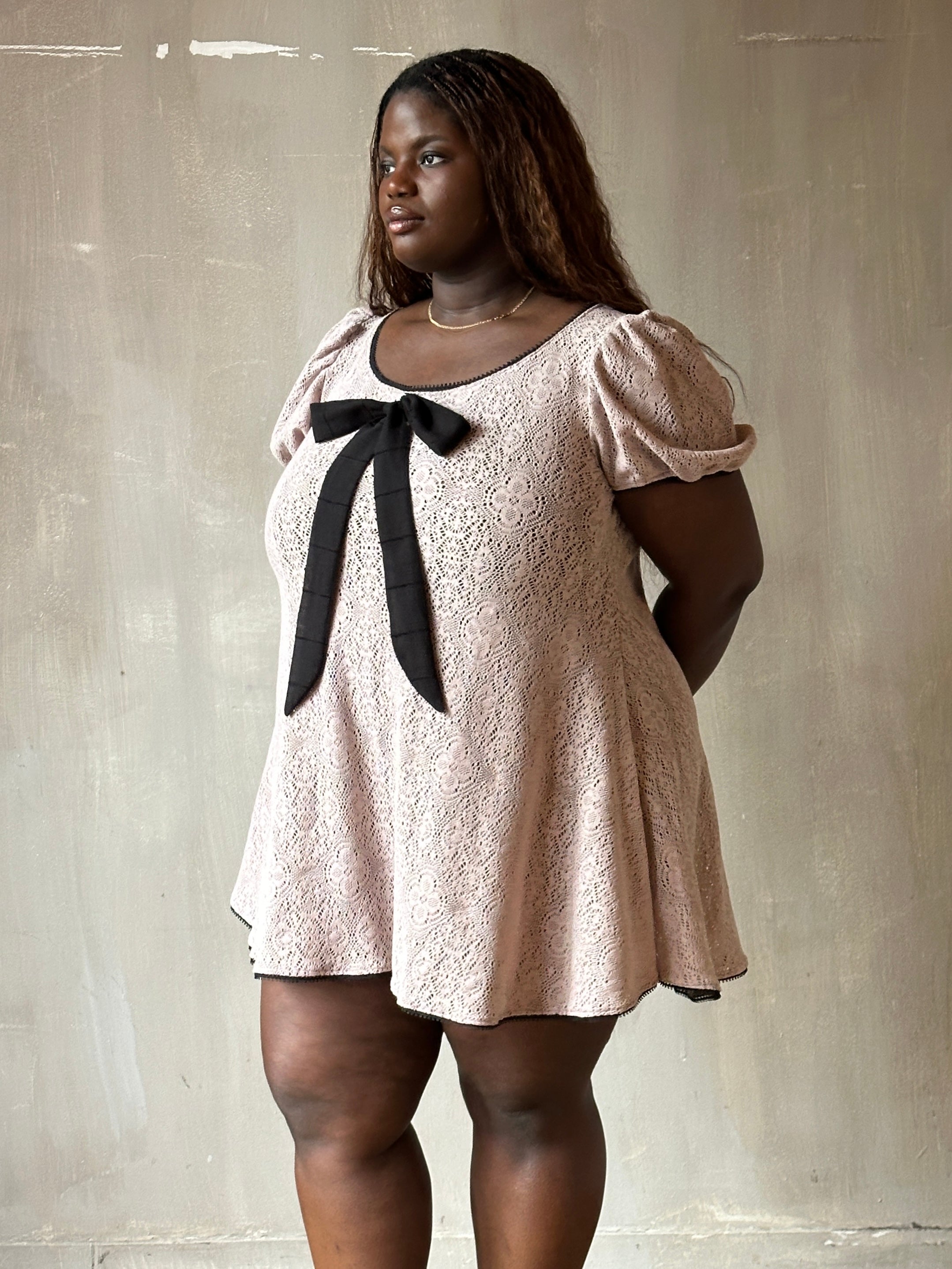 Spring '26: "Laura" Mini Dress in Dusty Mauve Cotton Lace (Pre-Order)