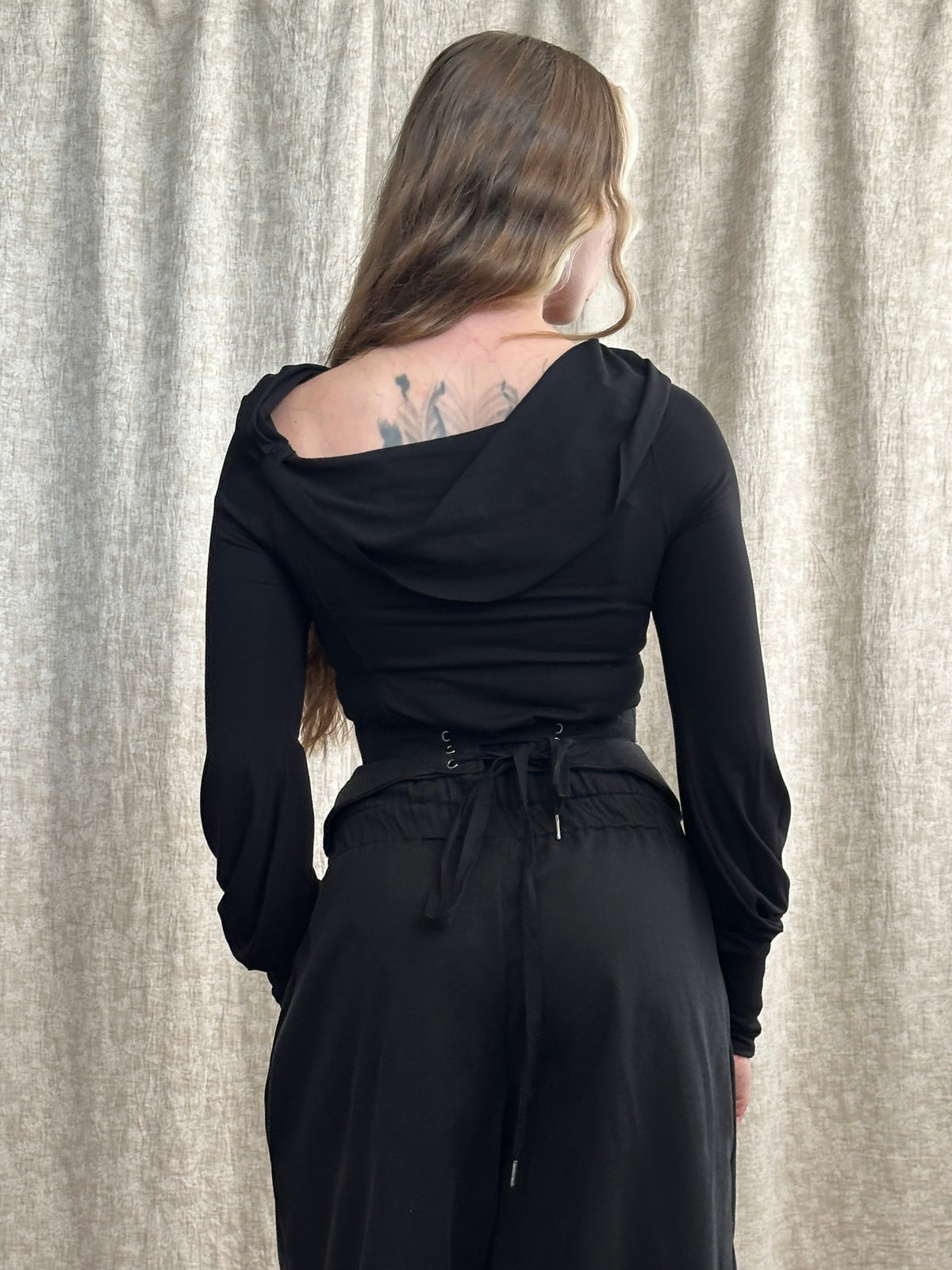 FW '26: "Undulate" Reversible Top w/ Hourglass Sleeve in Black (Pre-Order)