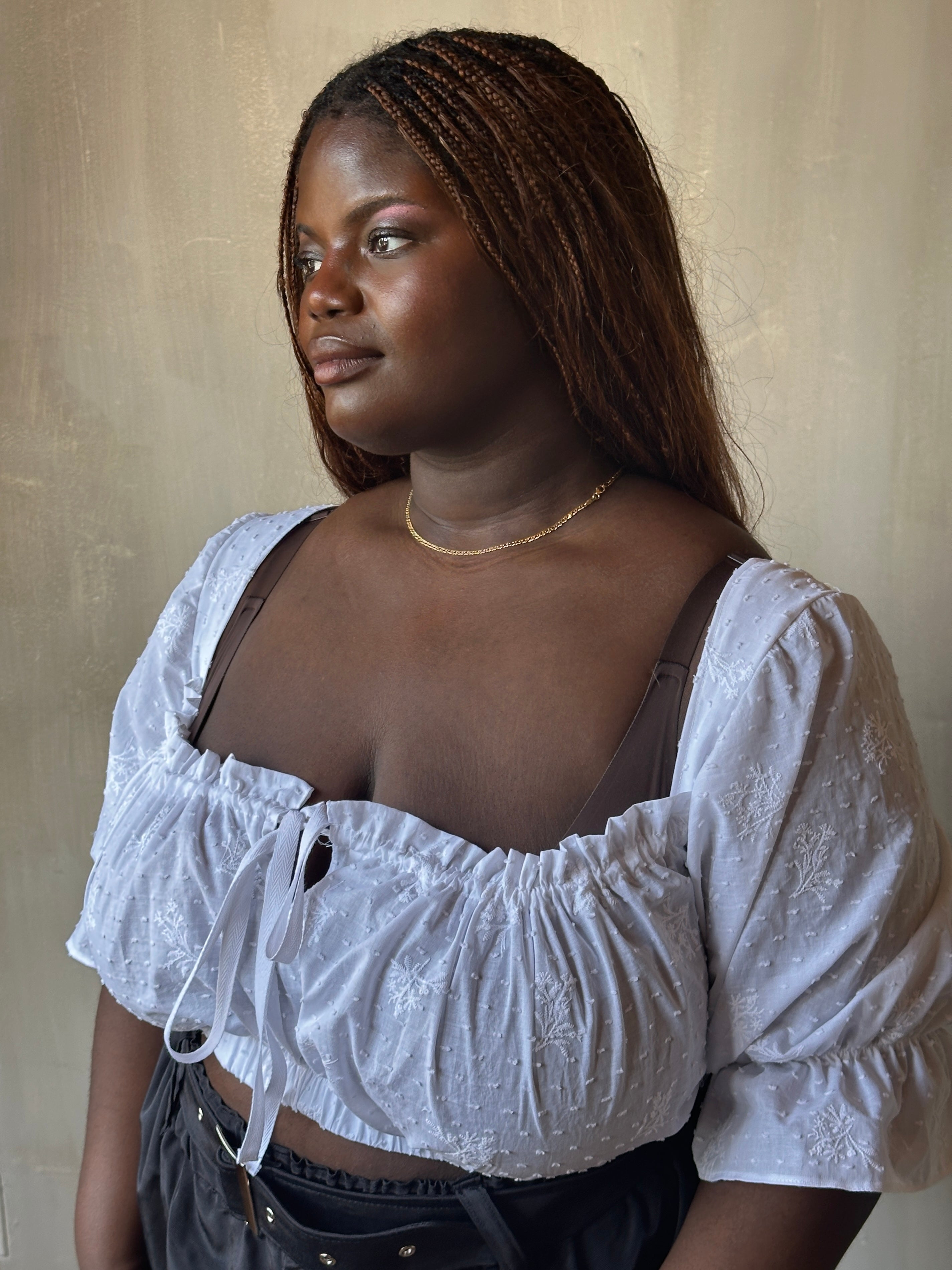 Spring '25: Cropped Dirndl Top in white broderie (Pre-Order)