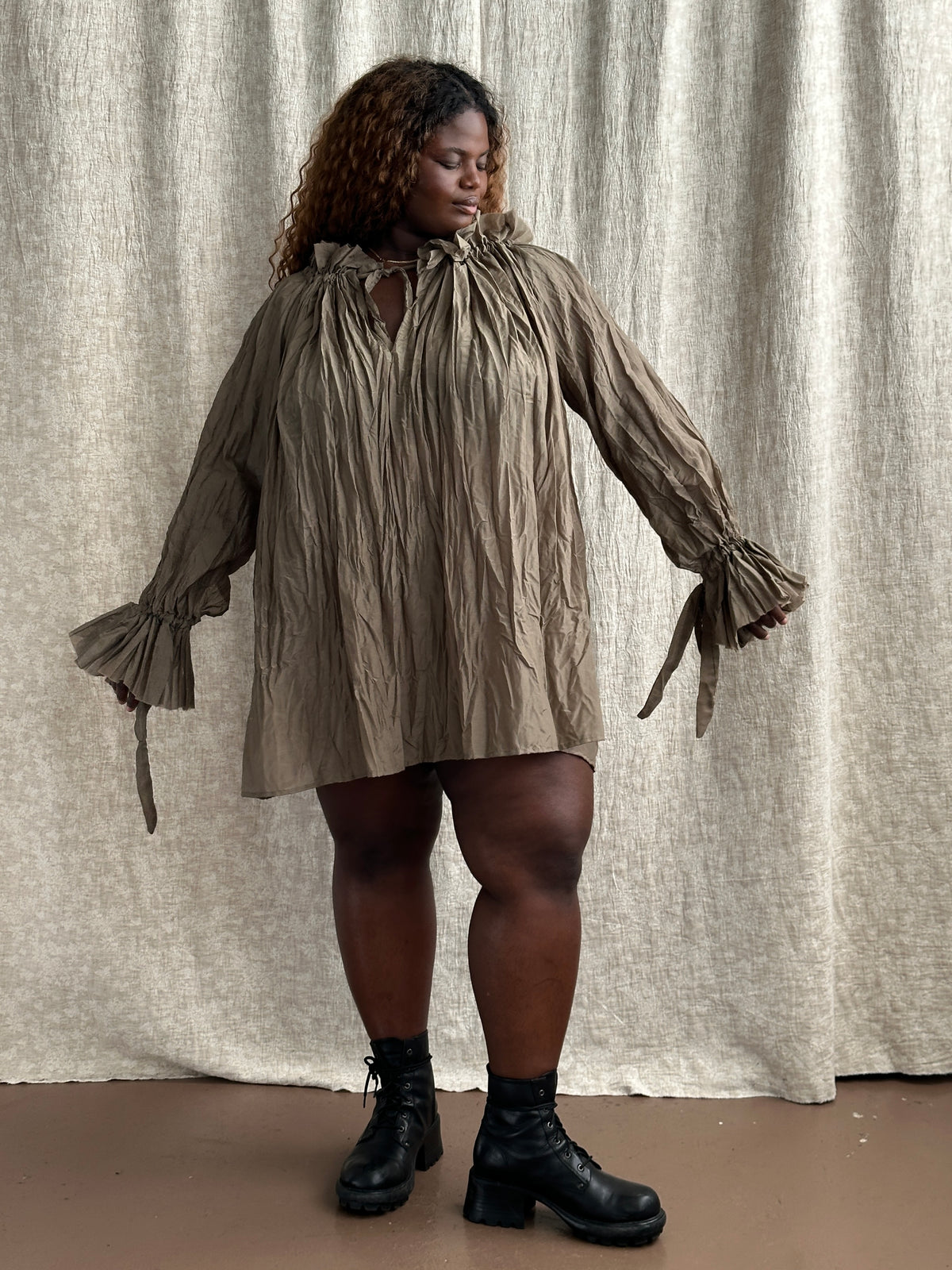 FW '26: Alchemist Chemise in Green Crinkle Silk-Cotton Voile (Pre-Order)