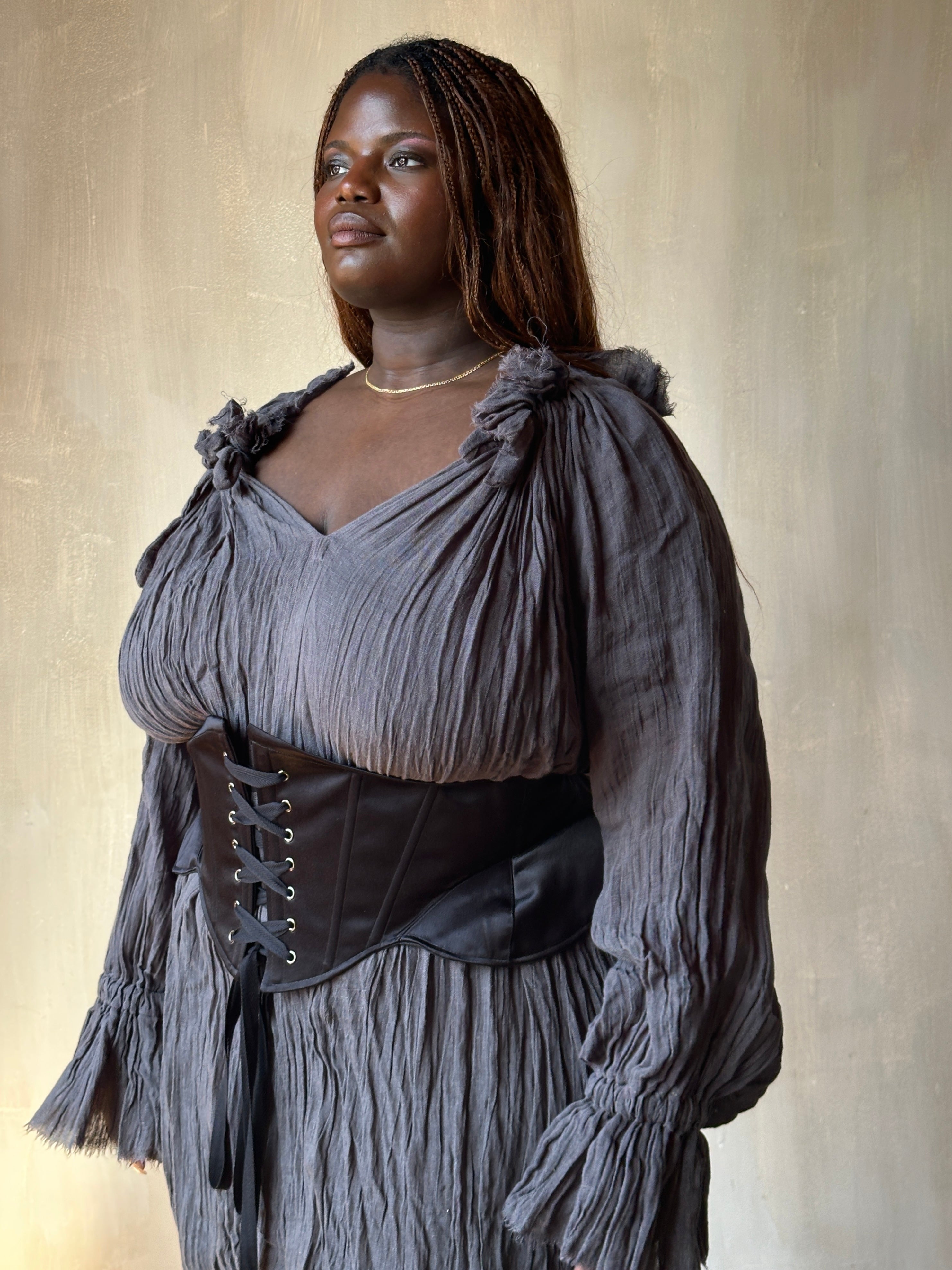 Spring '25: Severina Corset Belt in Black Satin (Pre-Order)