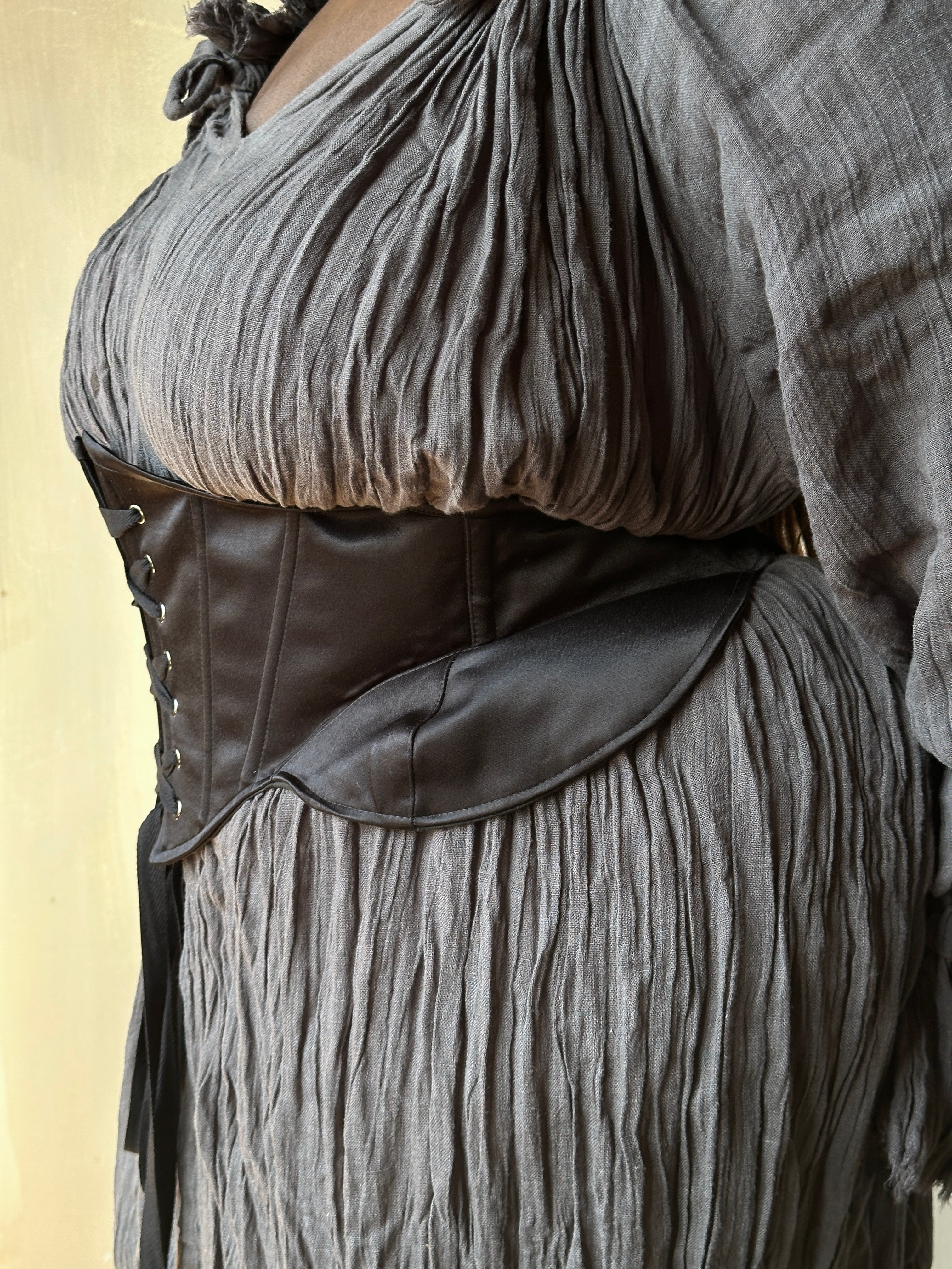 Spring '25: Severina Corset Belt in Black Satin (Pre-Order)